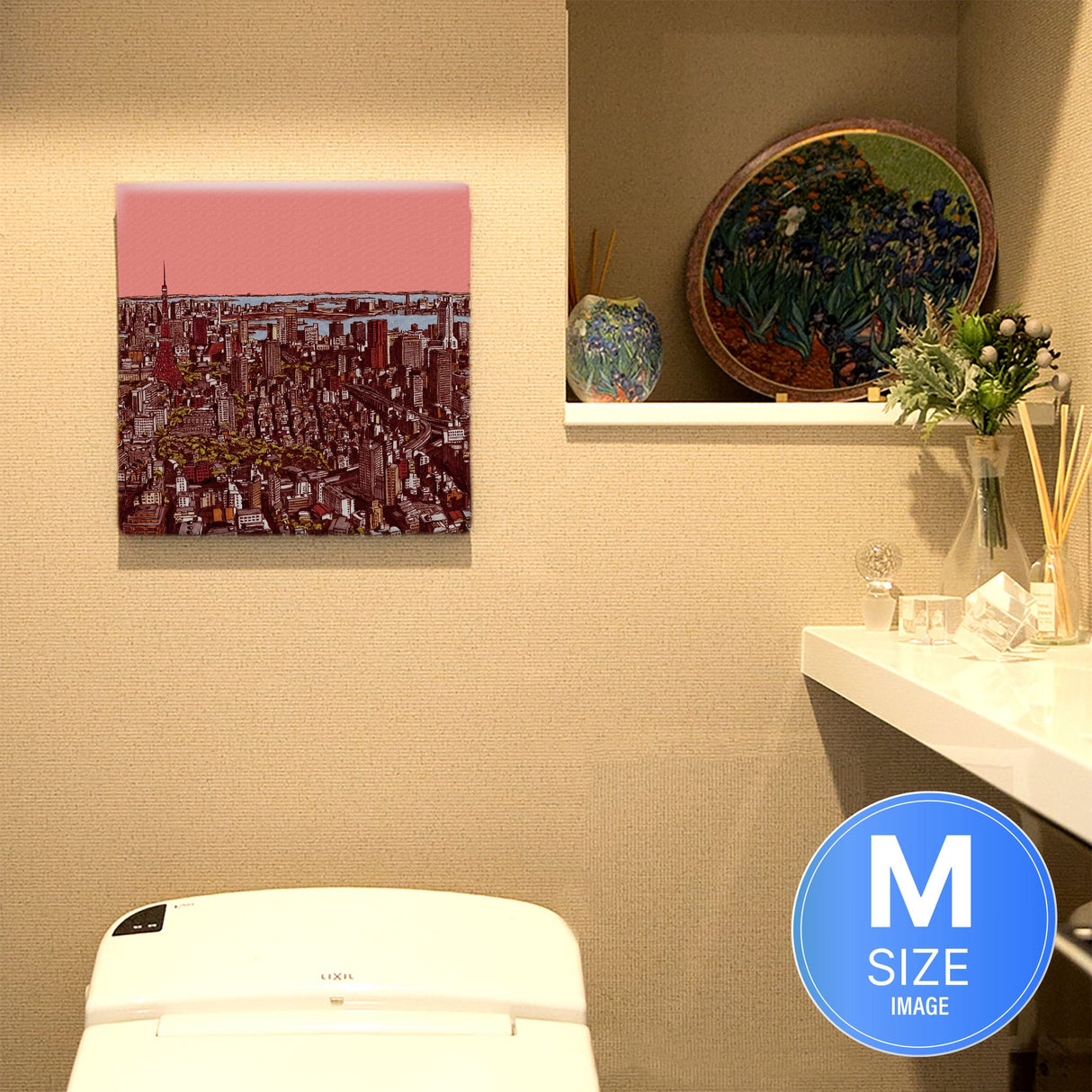 Fabric panel with a sketch of Tokyo at dusk Art Goods sbt-0002