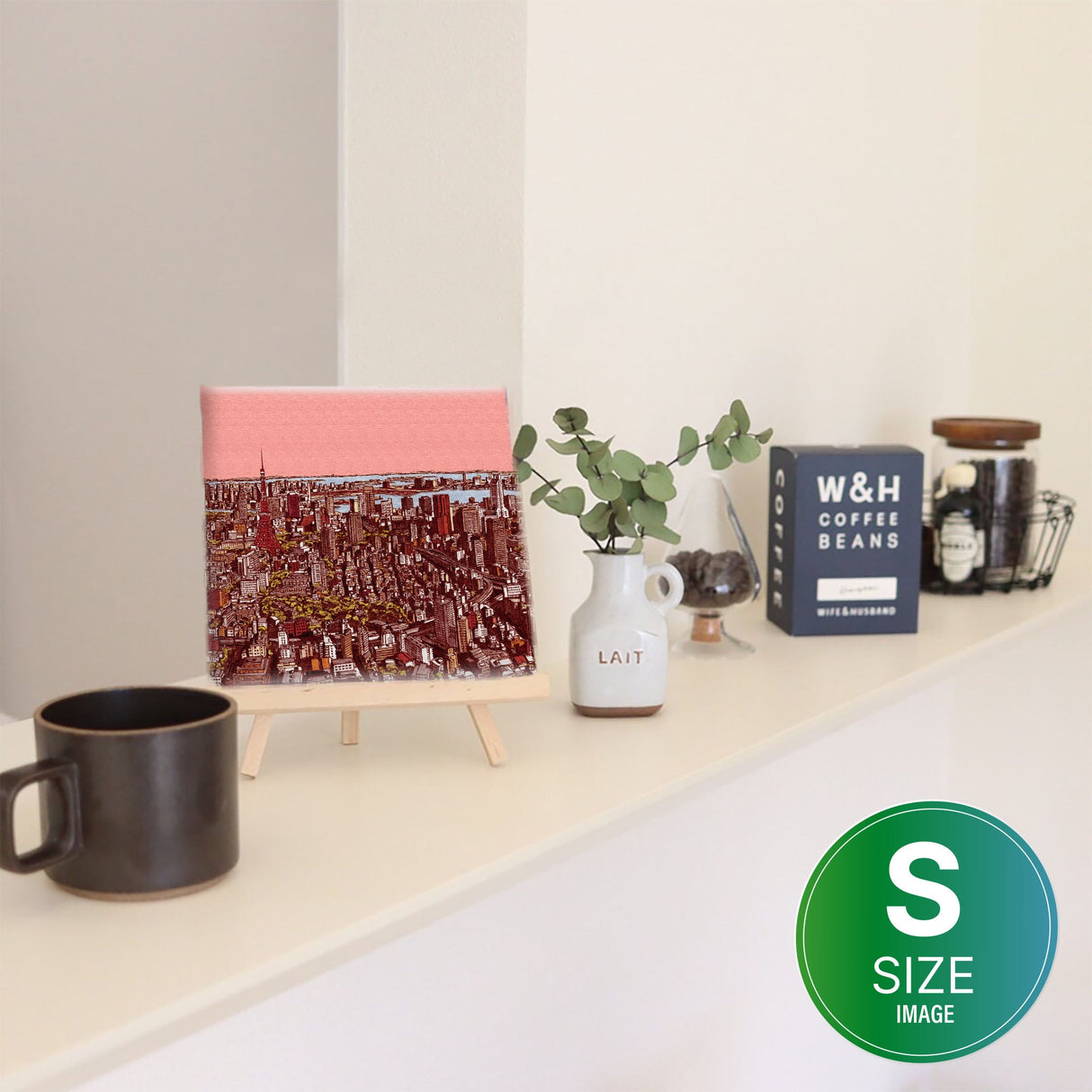 Fabric panel with a sketch of Tokyo at dusk Art Goods sbt-0002