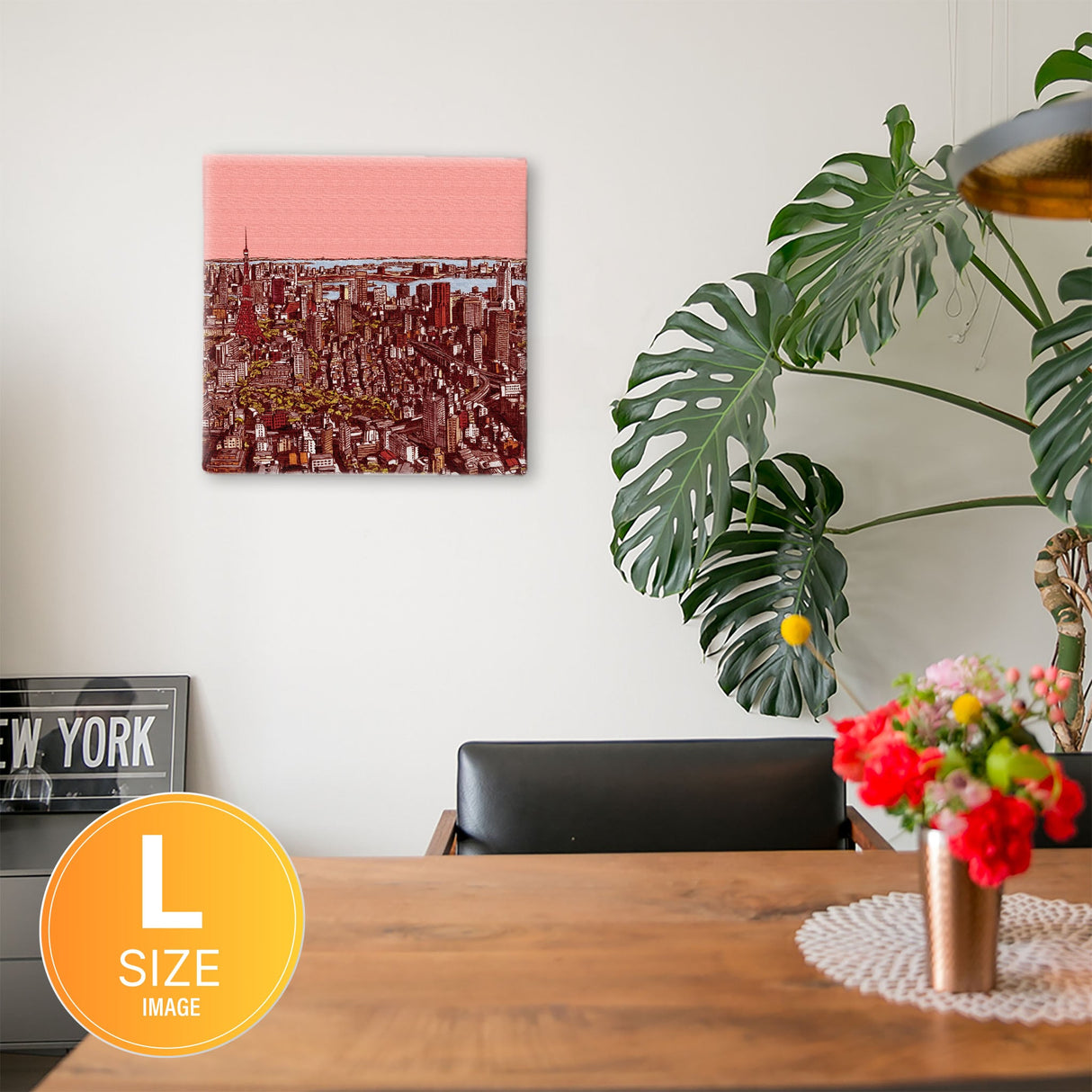 Fabric panel with a sketch of Tokyo at dusk Art Goods sbt-0002