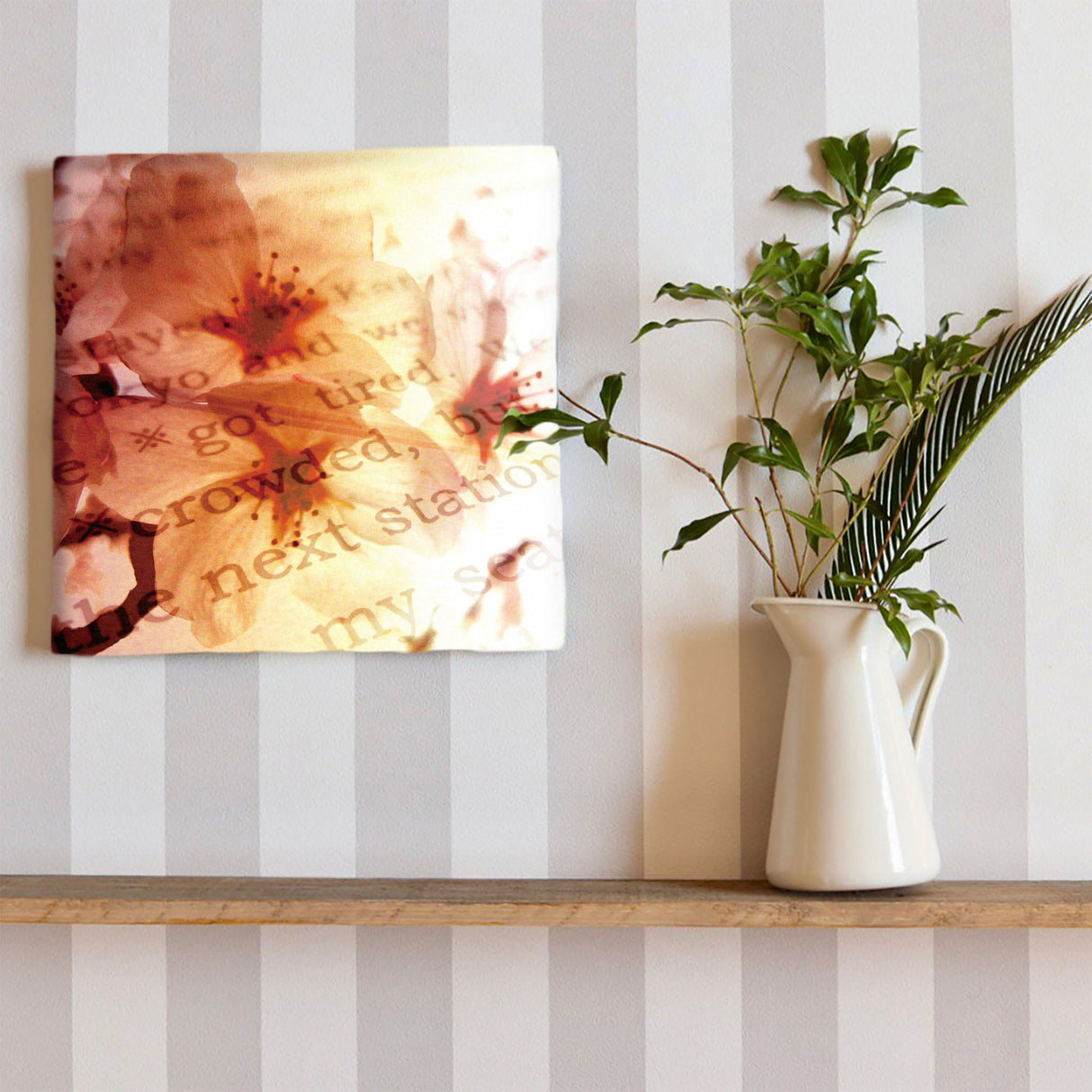 花とタイポグラフィのファブリックパネル 写真 壁掛け tnk-0001