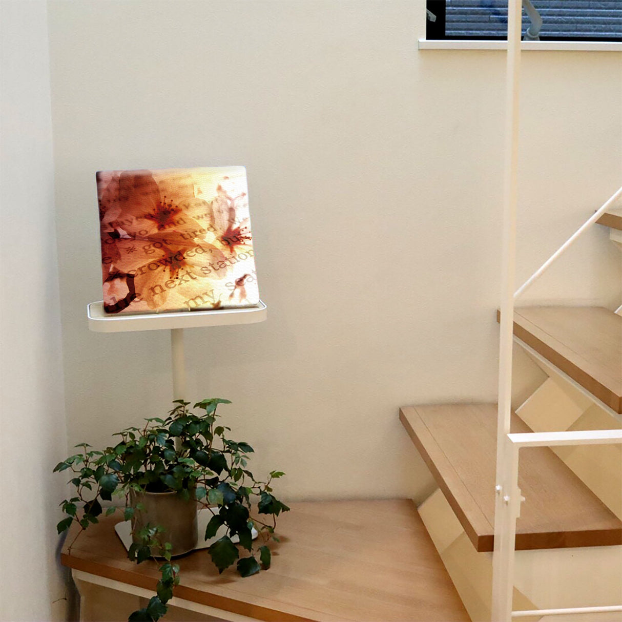 花とタイポグラフィのファブリックパネル 写真 壁掛け tnk-0001