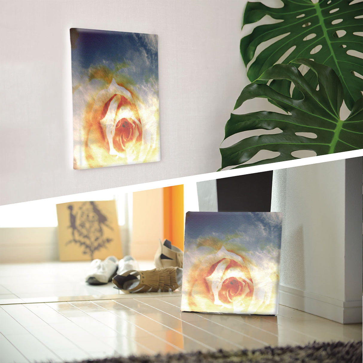 花と空のファブリックパネル アート 雑貨 tnk-0003