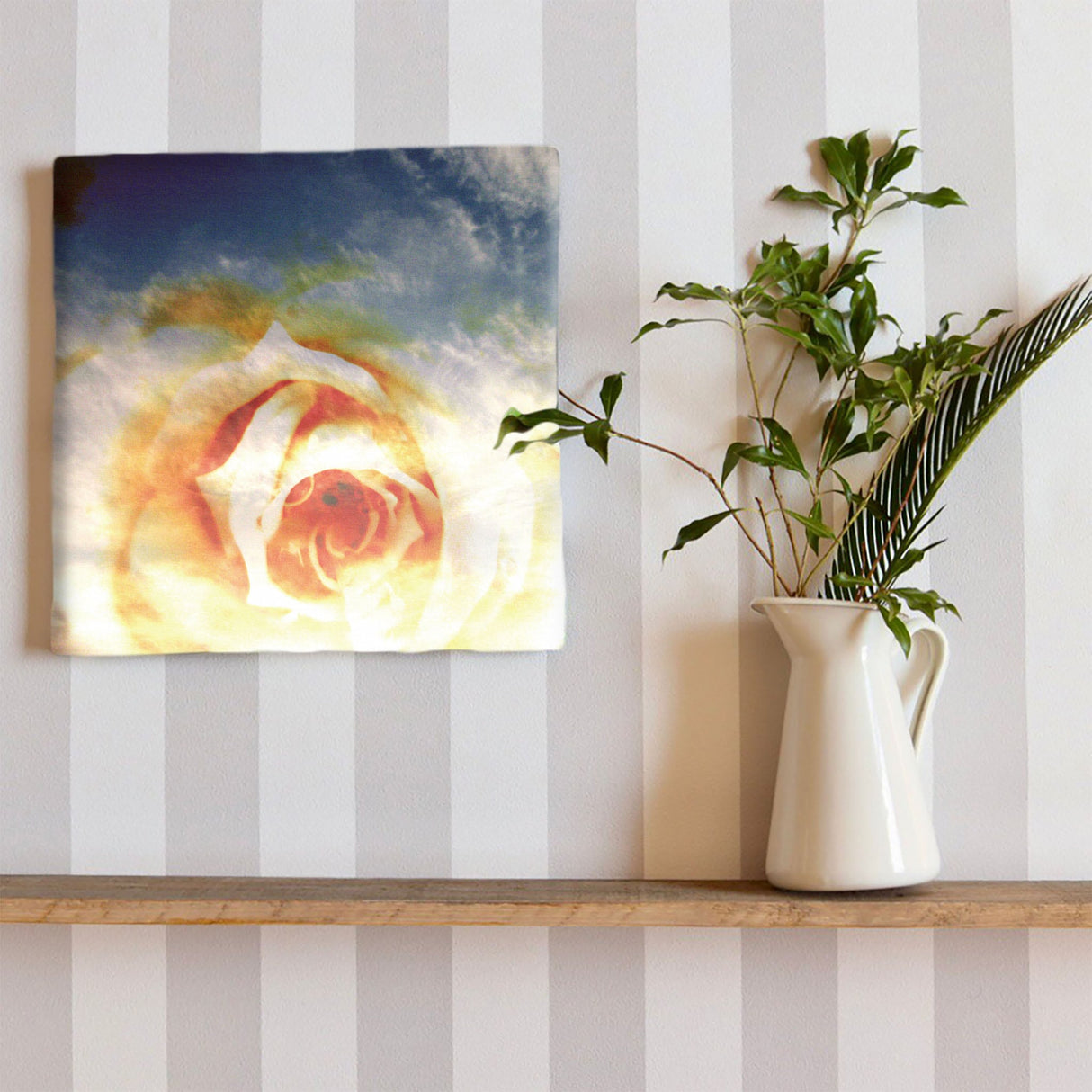 花と空のファブリックパネル アート 雑貨 tnk-0003