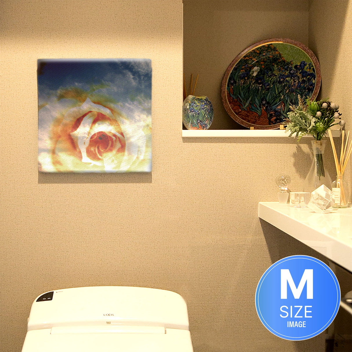 花と空のファブリックパネル アート 雑貨 tnk-0003