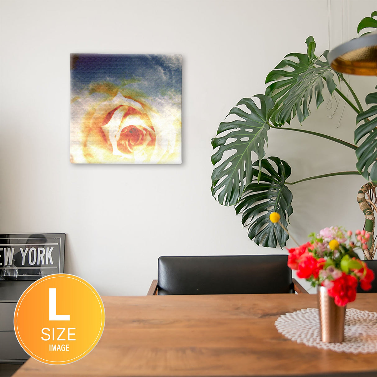 花と空のファブリックパネル アート 雑貨 tnk-0003