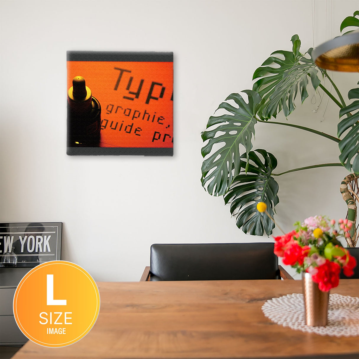 Orange color, typography interior accessory poster art typ-0009