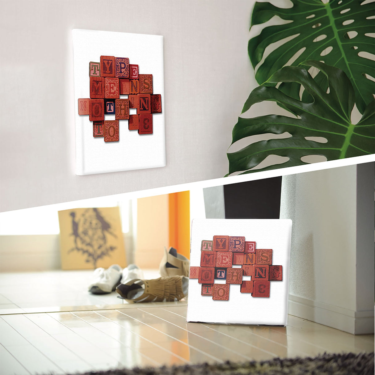 Perfect for the living room, typographic fabric panel interior art typ-0010