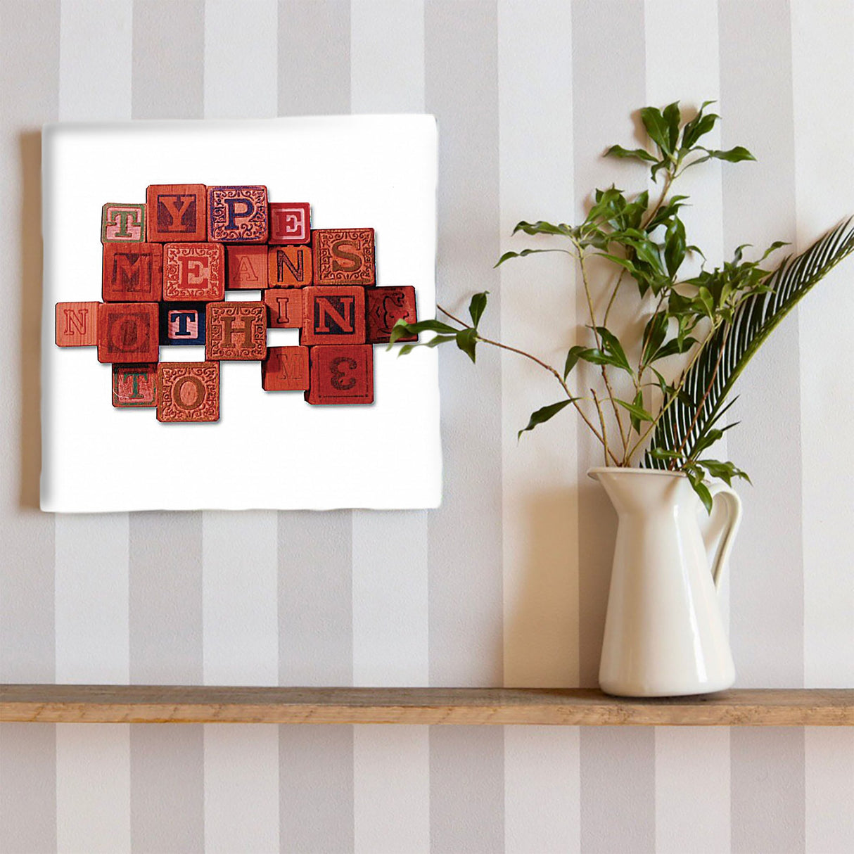 Perfect for the living room, typographic fabric panel interior art typ-0010