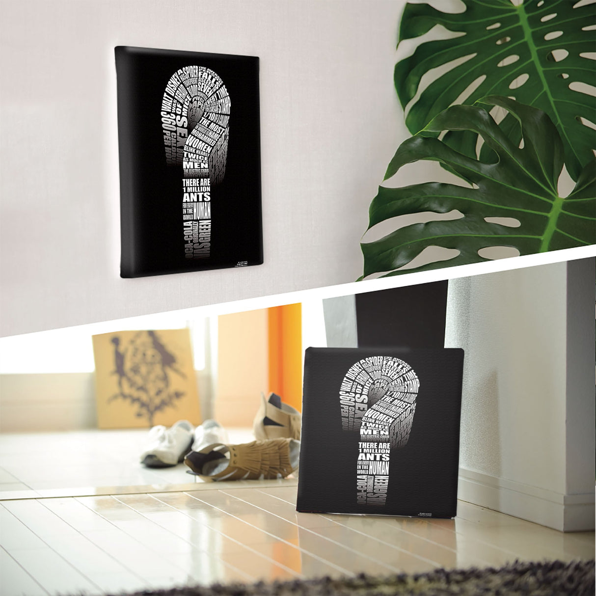 モノトーンカラー、タイポグラフのファブリックパネル インテリア 雑貨 typ-0022