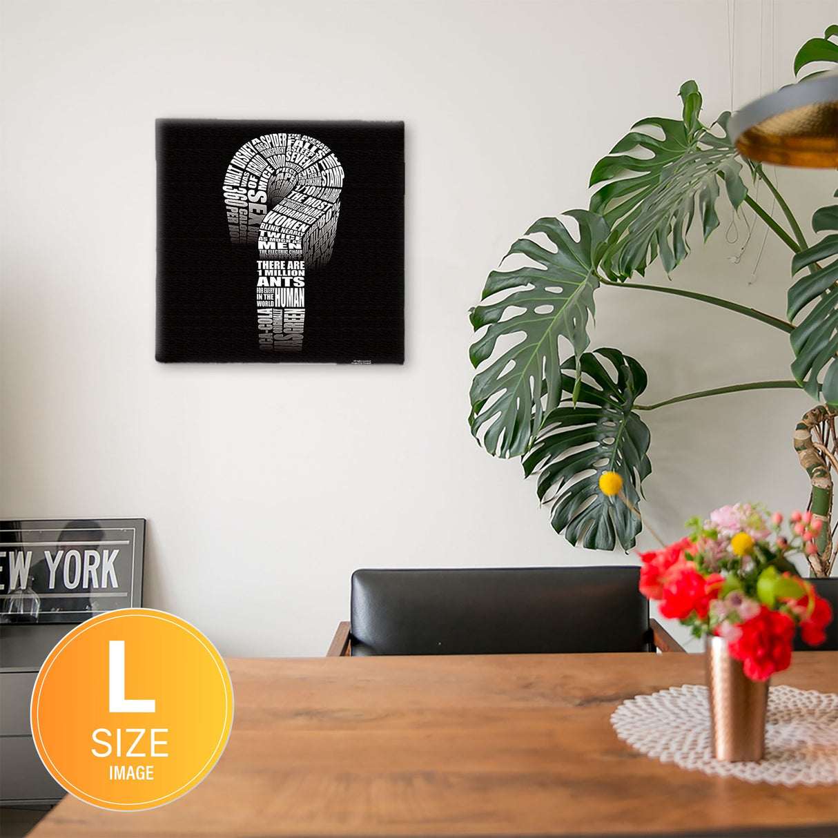 モノトーンカラー、タイポグラフのファブリックパネル インテリア 雑貨 typ-0022