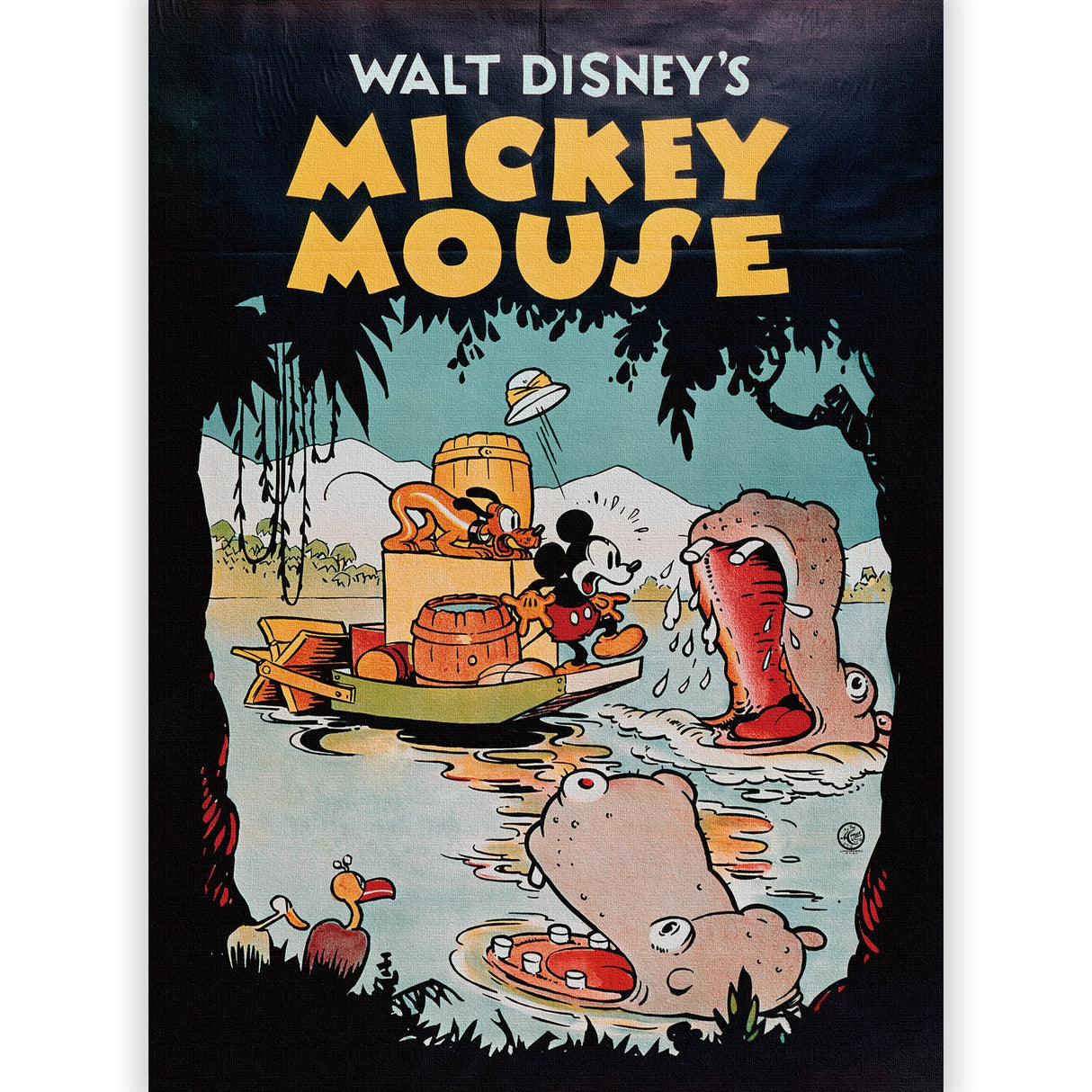 ディズニー クラシックポスター｜ミッキー＆プルート ジャングル探検アートパネル