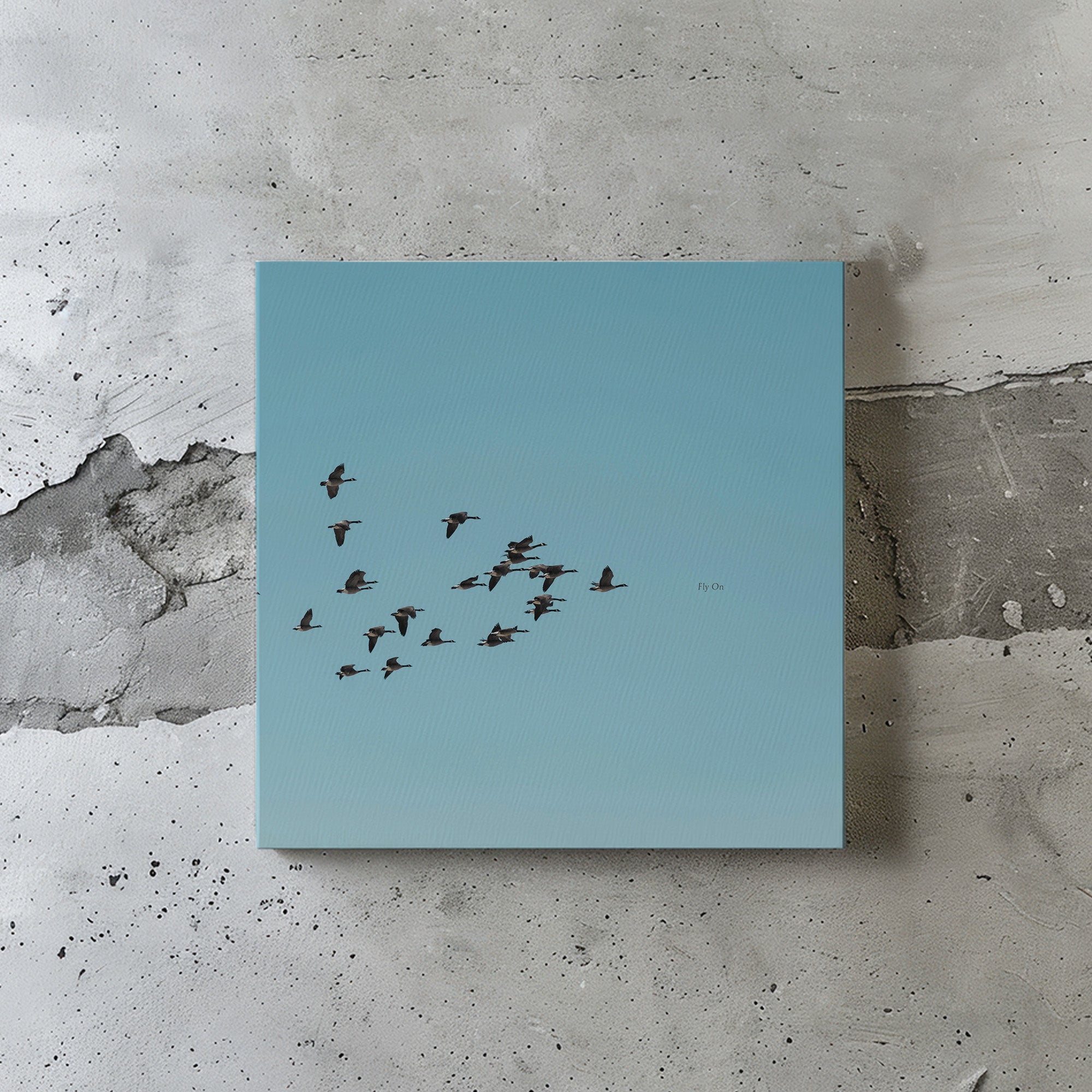 鳥の群れ 水彩画風 アートフレーム 50×70cm 「FLYING HIGH」 風の