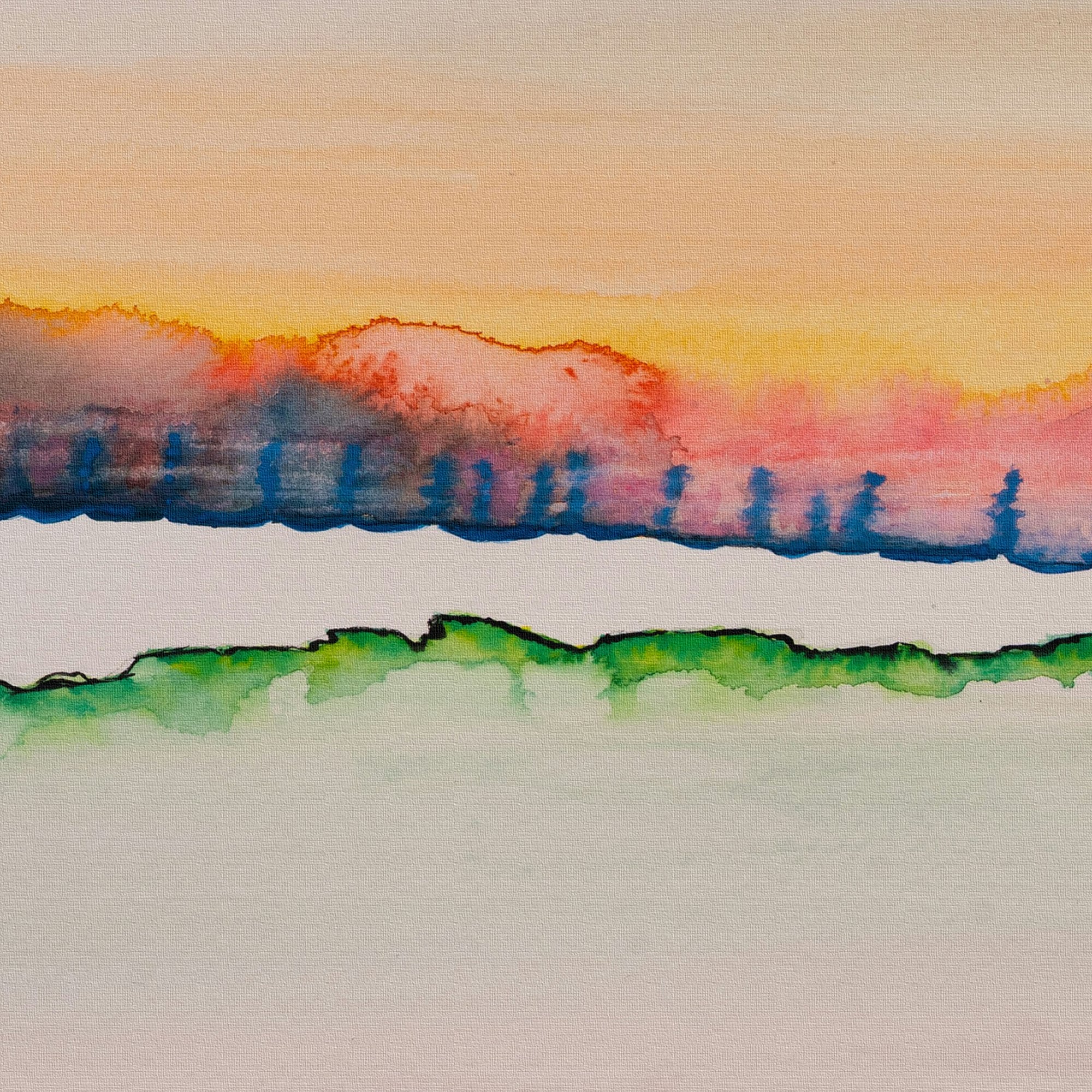 静寂の地平線 – 夕暮れ色がやさしく整えるペアアート【玄関におすすめ
