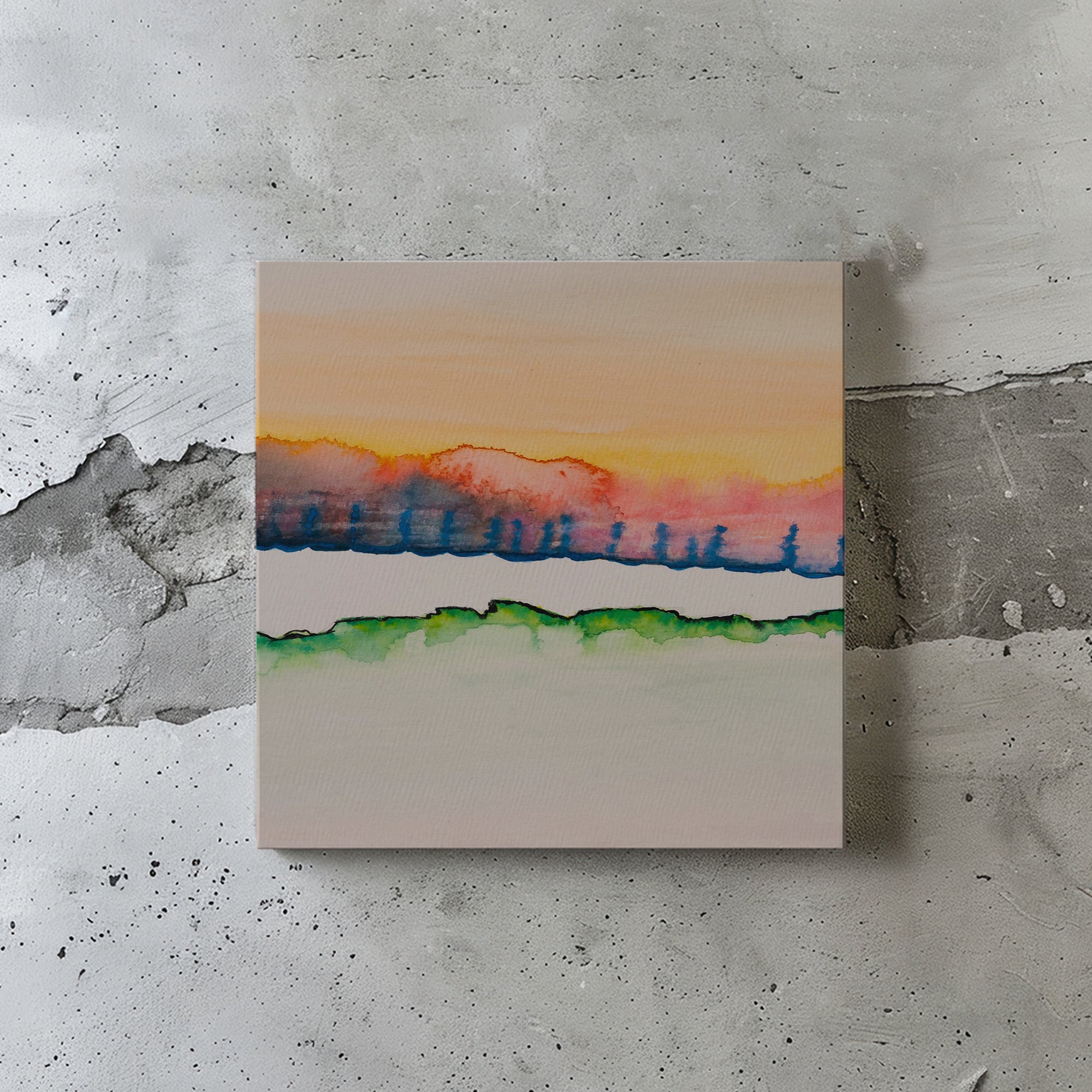 静寂の地平線 – 夕暮れ色がやさしく整えるペアアート【玄関に