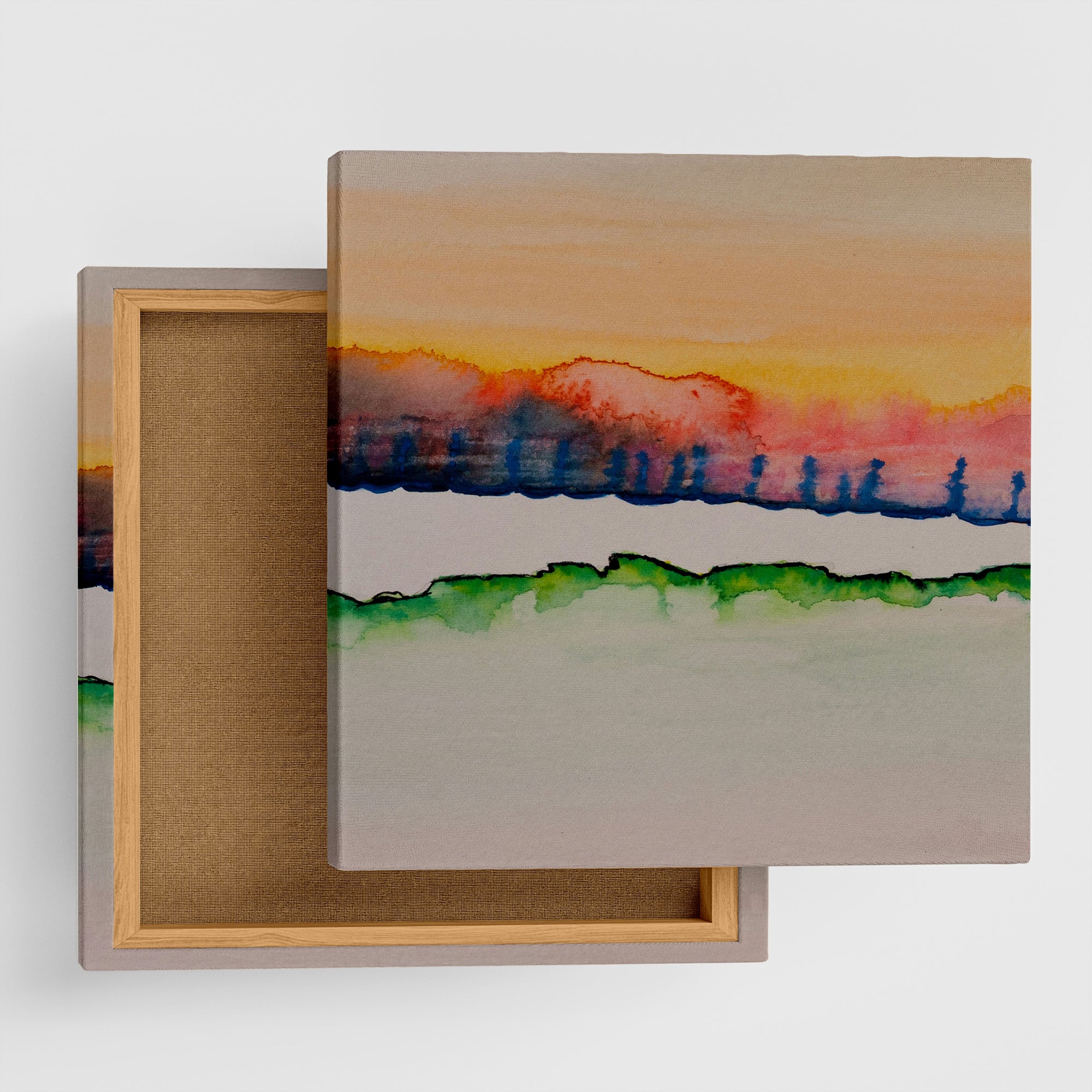 静寂の地平線 – 夕暮れ色がやさしく整えるペアアート【玄関におすすめ