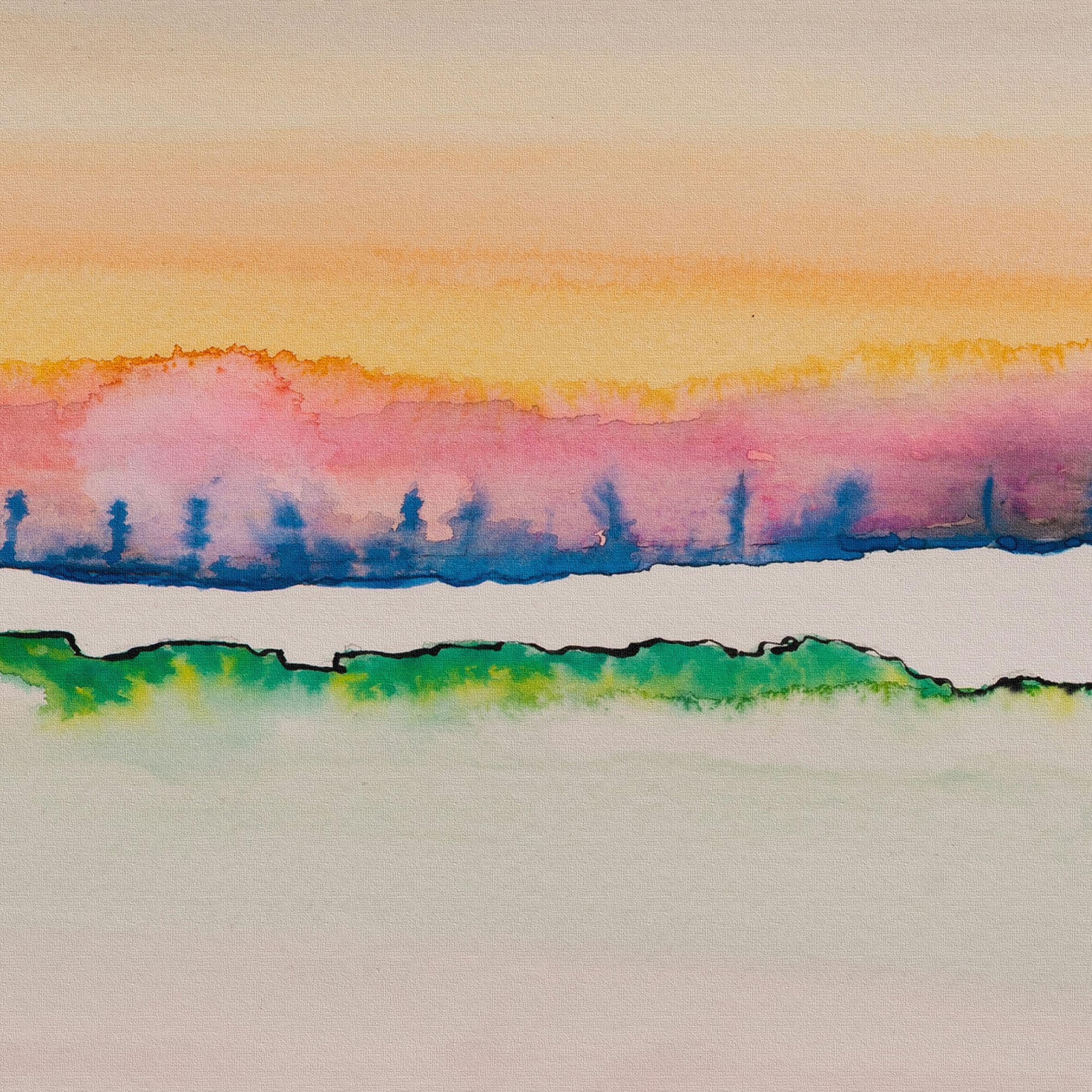 静寂の地平線 – 夕暮れ色がやさしく整えるペアアート【玄関におすすめ