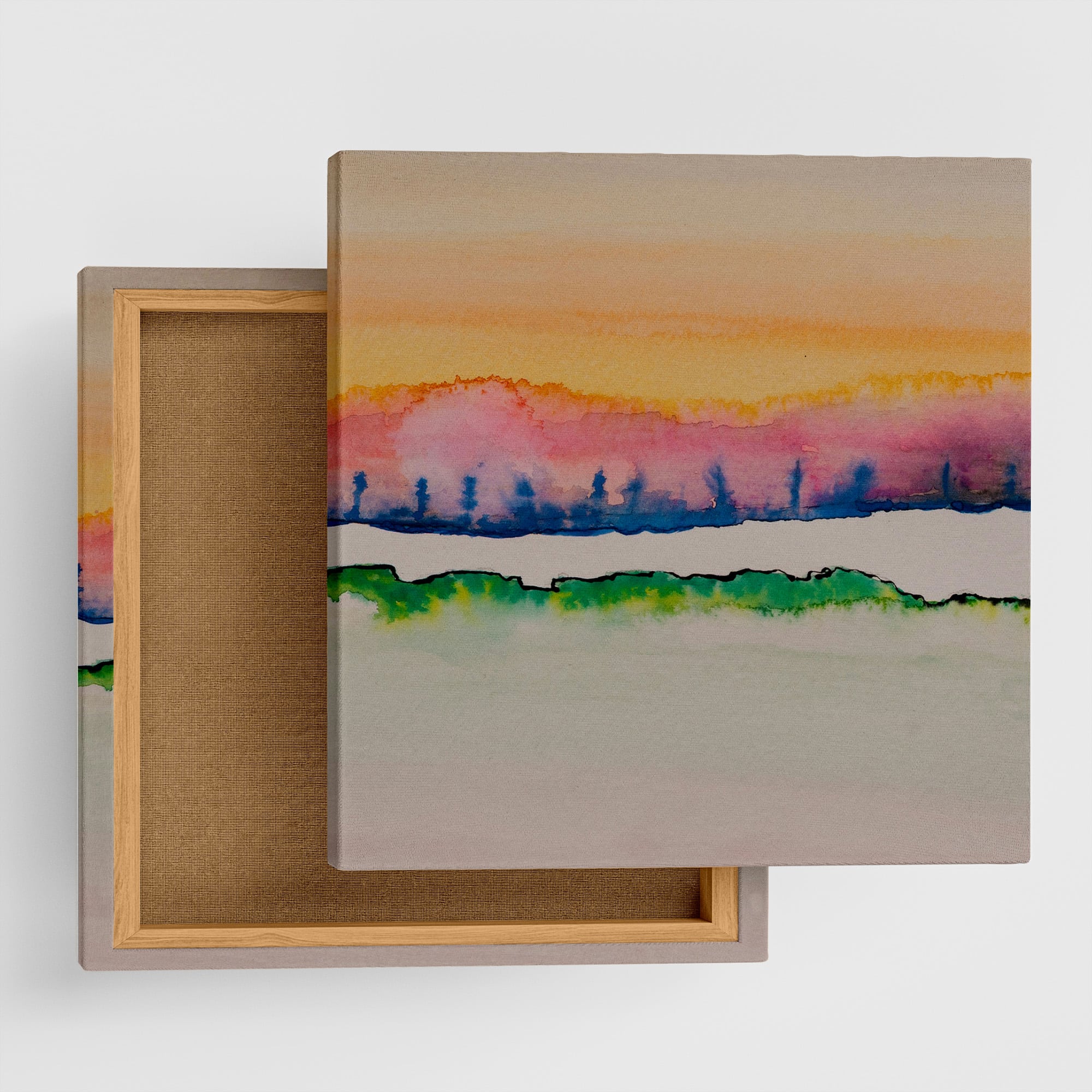 静寂の地平線 – 夕暮れ色がやさしく整えるペアアート【玄関におすすめ