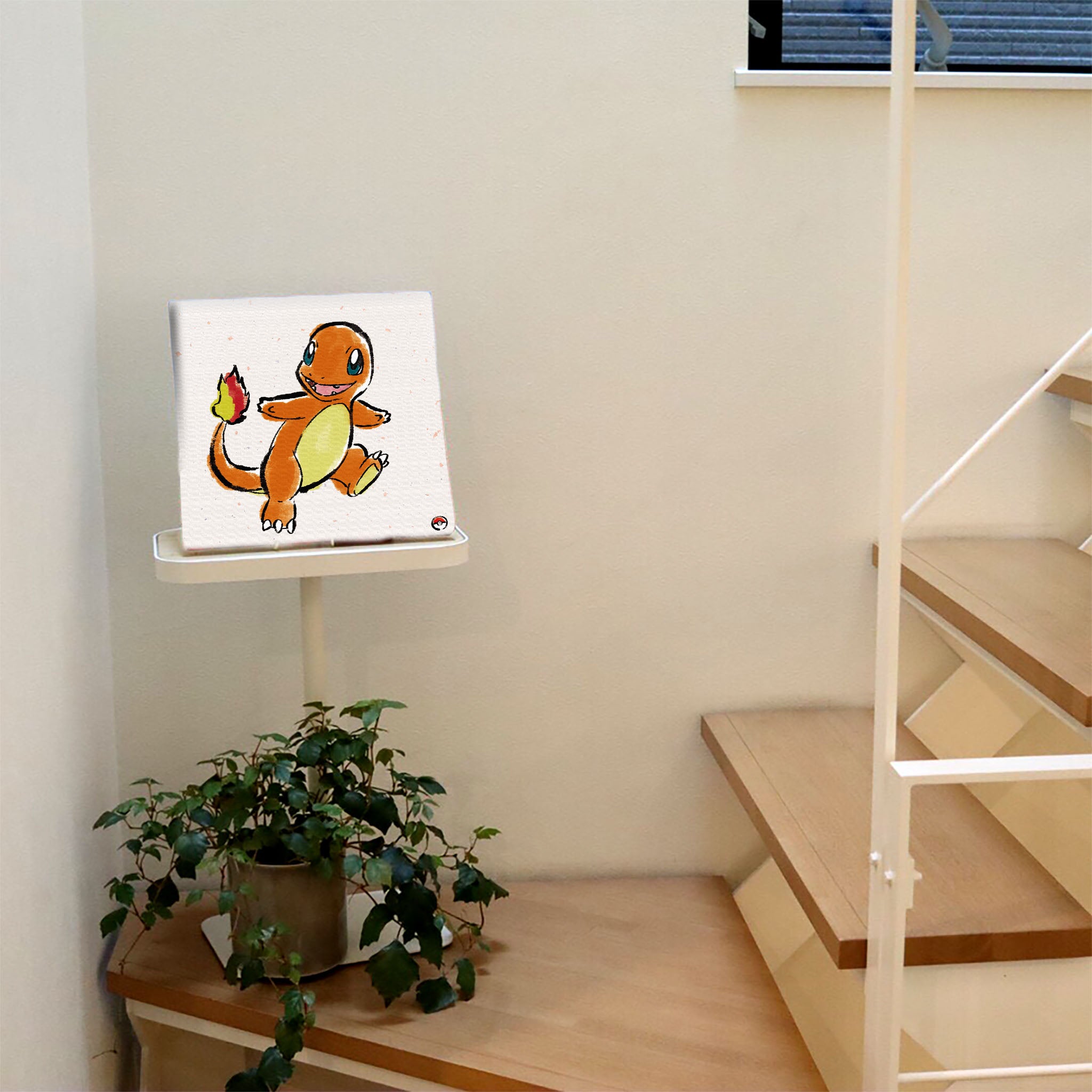 ヒトカゲ アートパネル｜筆書き風キャンバスインテリア – ArtDeli
