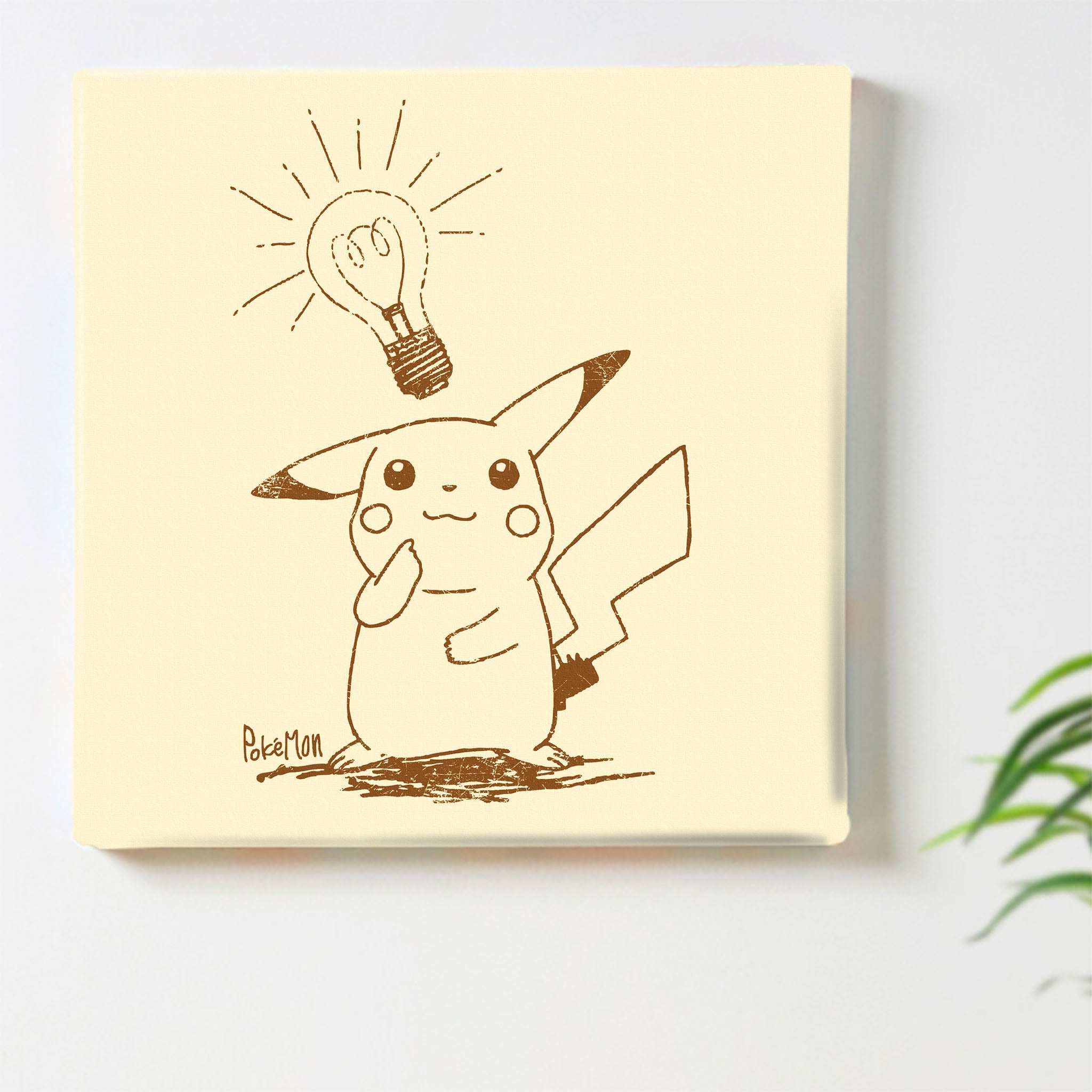 ピカチュウ 線画アートパネル｜ひらめきを描いたユーモラスインテリア