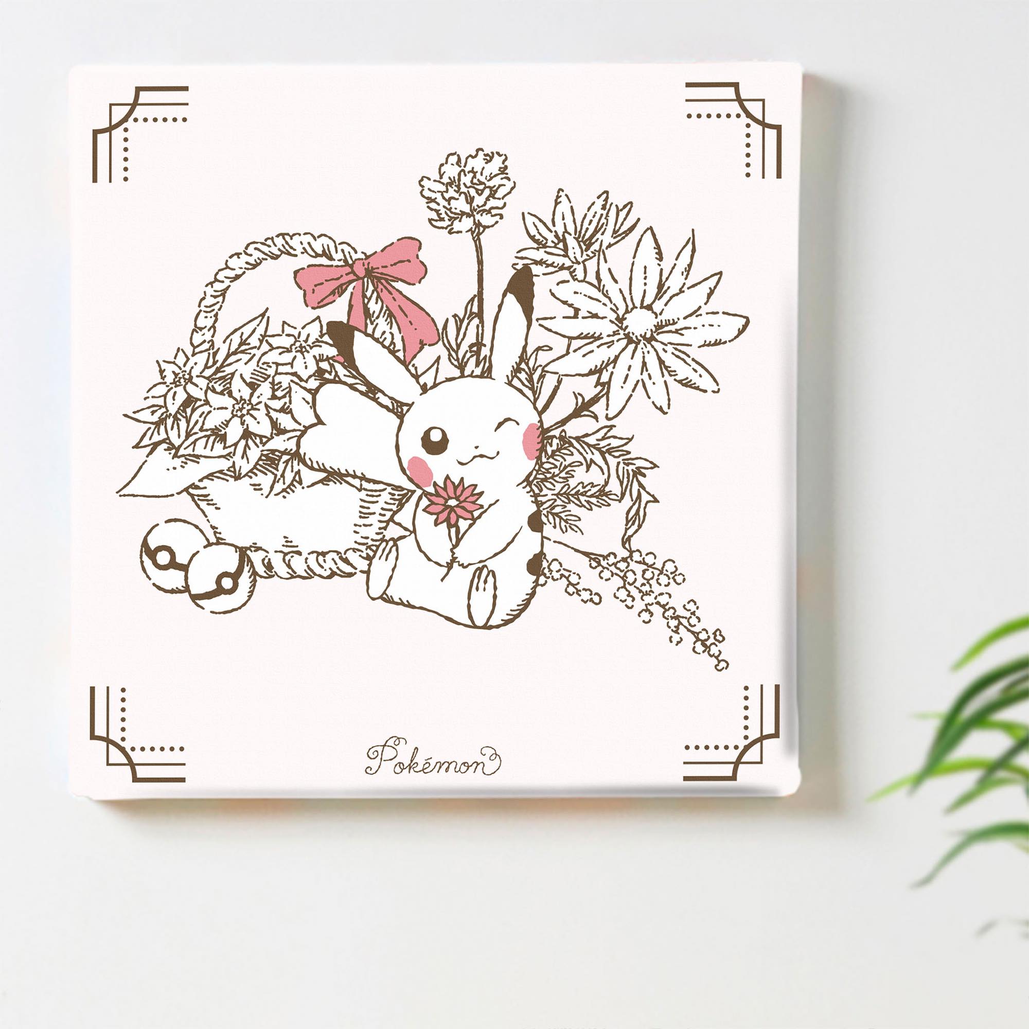 ピカチュウ ボタニカルアートパネル｜花と笑顔の癒しインテリア
