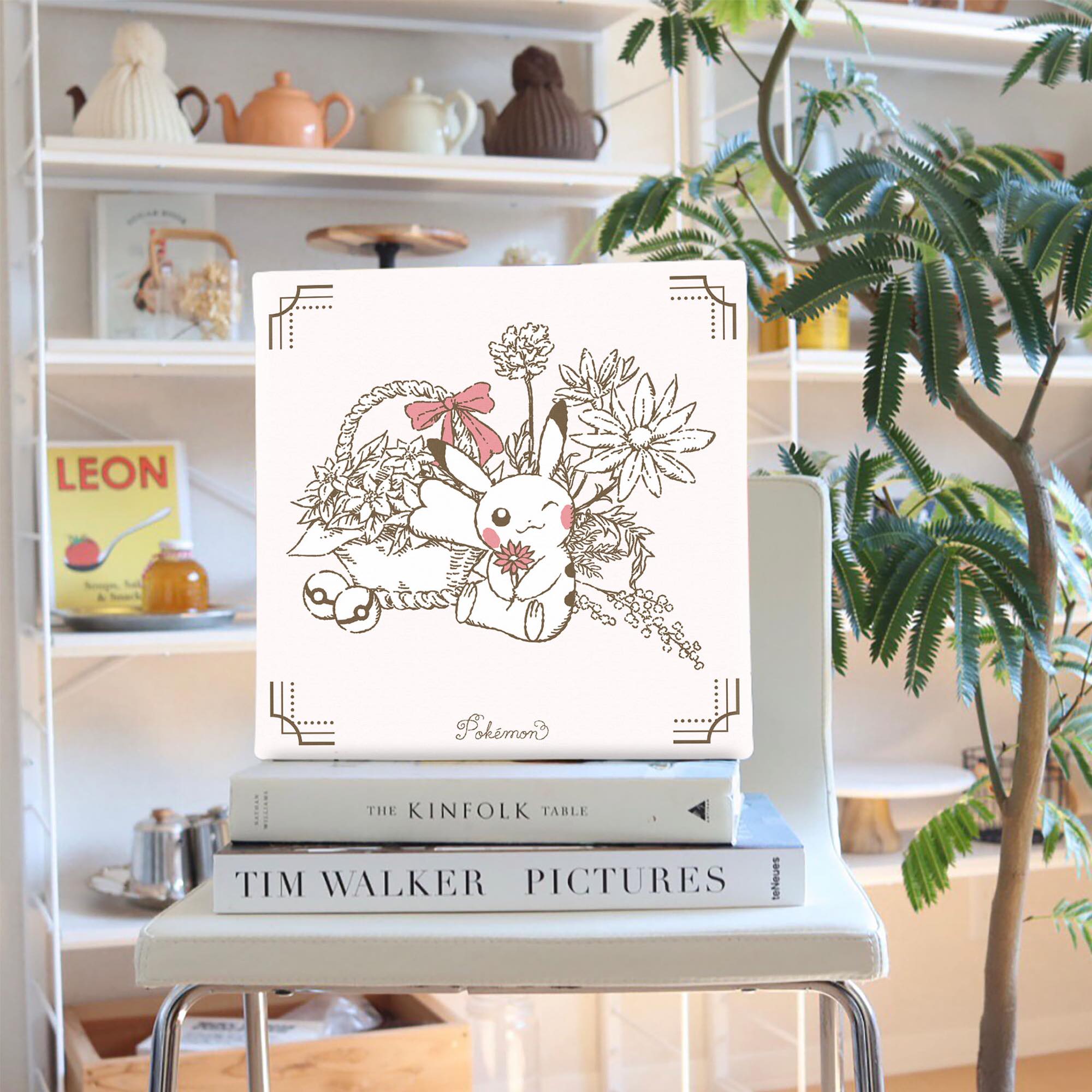 ピカチュウ ボタニカルアートパネル｜花と笑顔の癒しインテリア