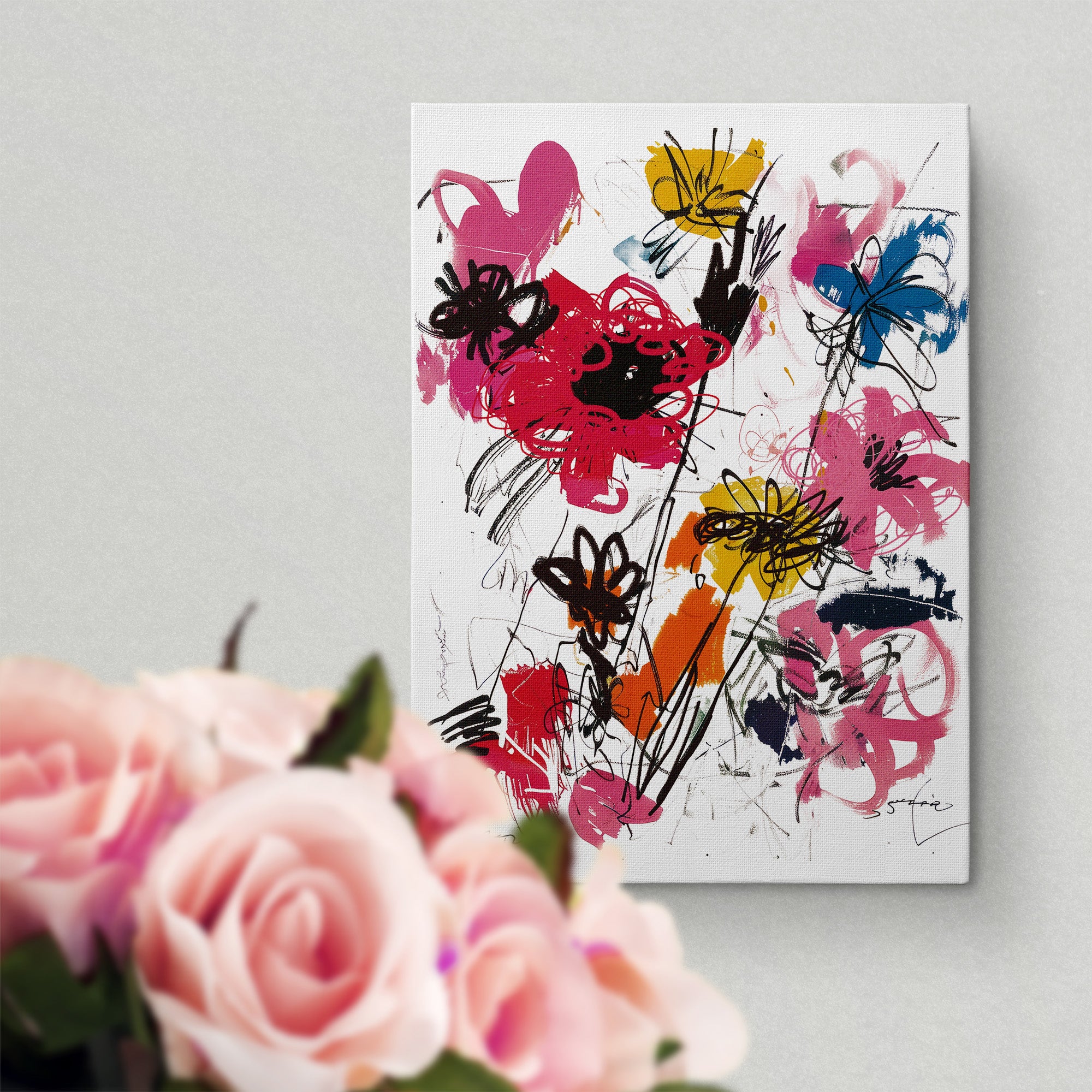 抽象 花 アートポスター｜自由でアーティスティックな手描きスタイル
