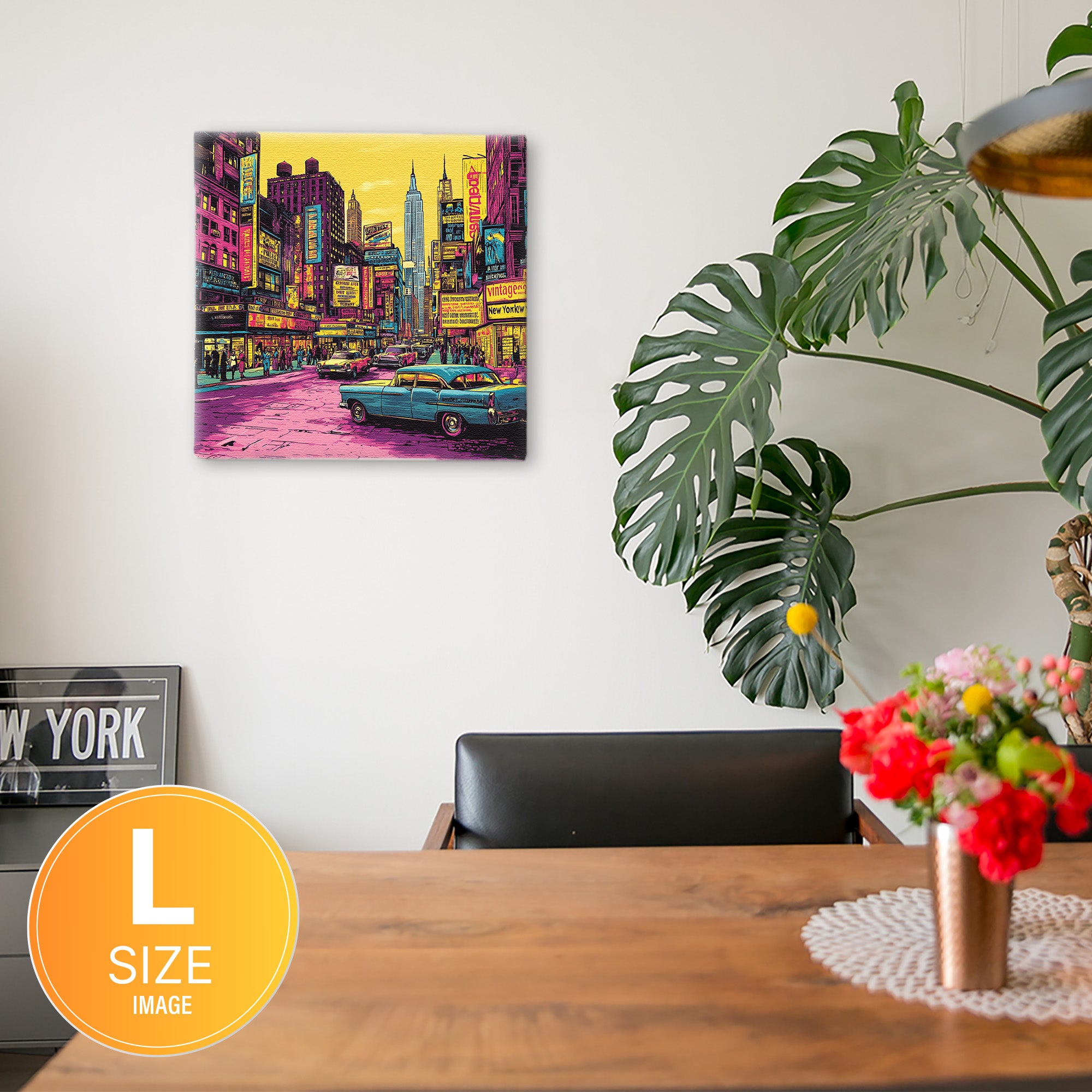 ネオンが彩るニューヨーク – レトロな街並みとヴィンテージカー