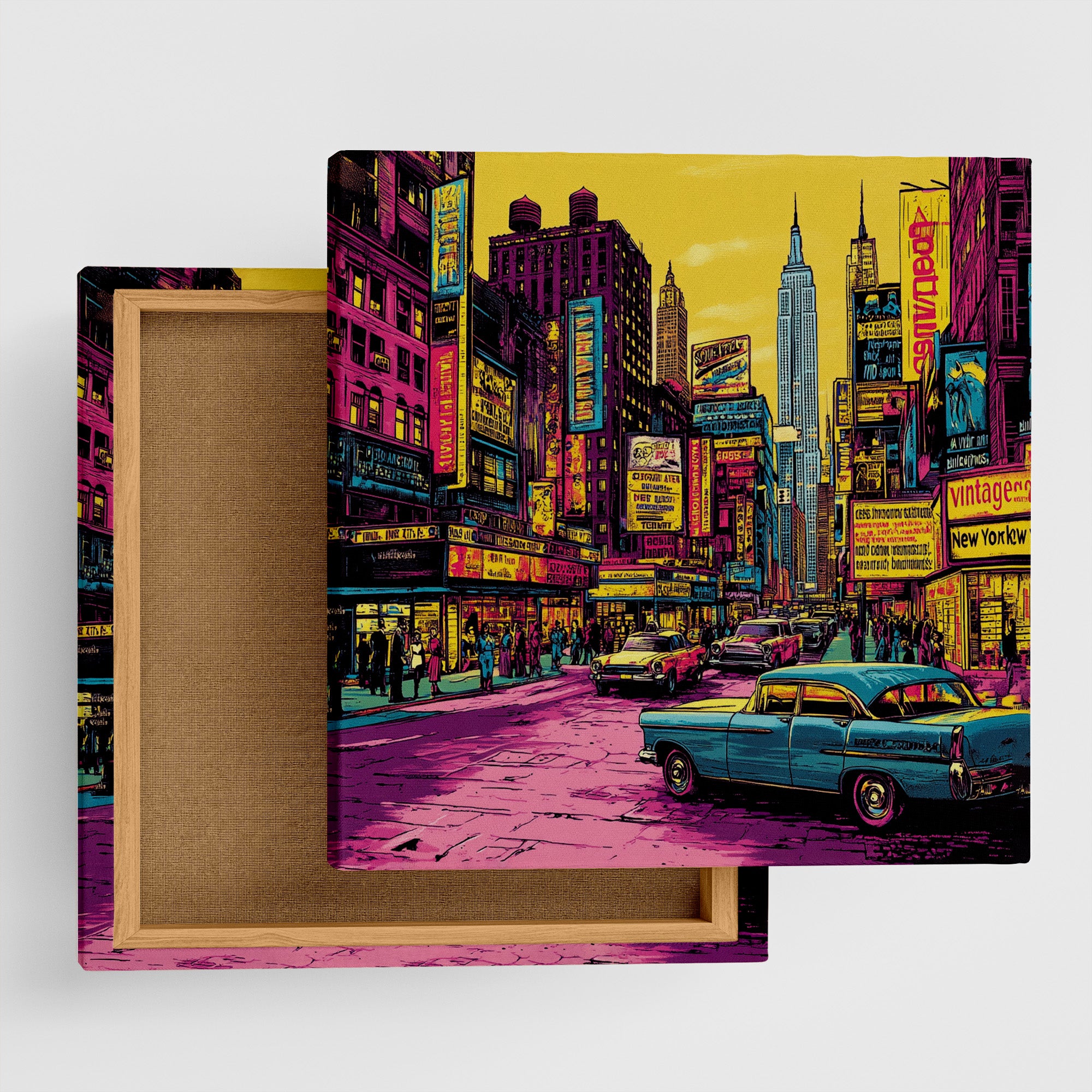 ネオンが彩るニューヨーク – レトロな街並みとヴィンテージカー