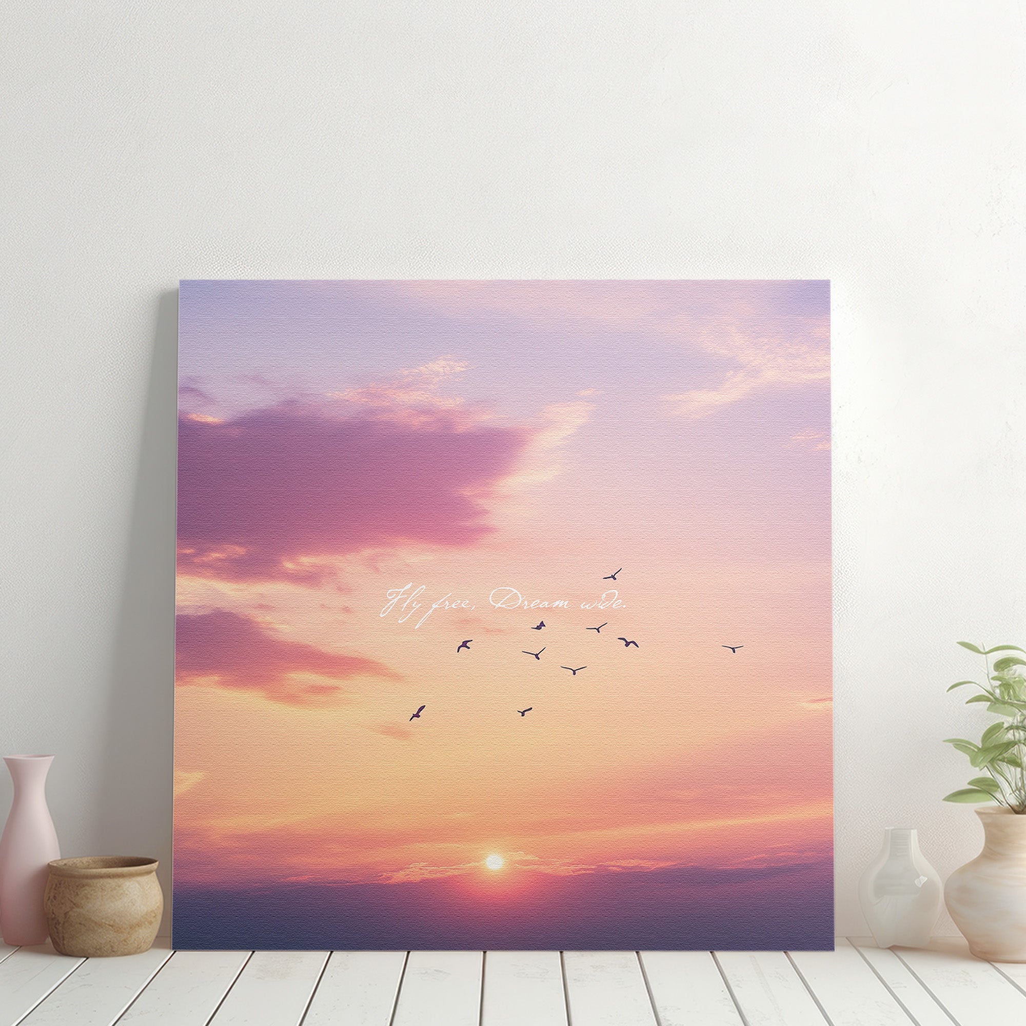 夕焼け空と鳥のシルエット｜癒しの風景アートパネル – ArtDeli