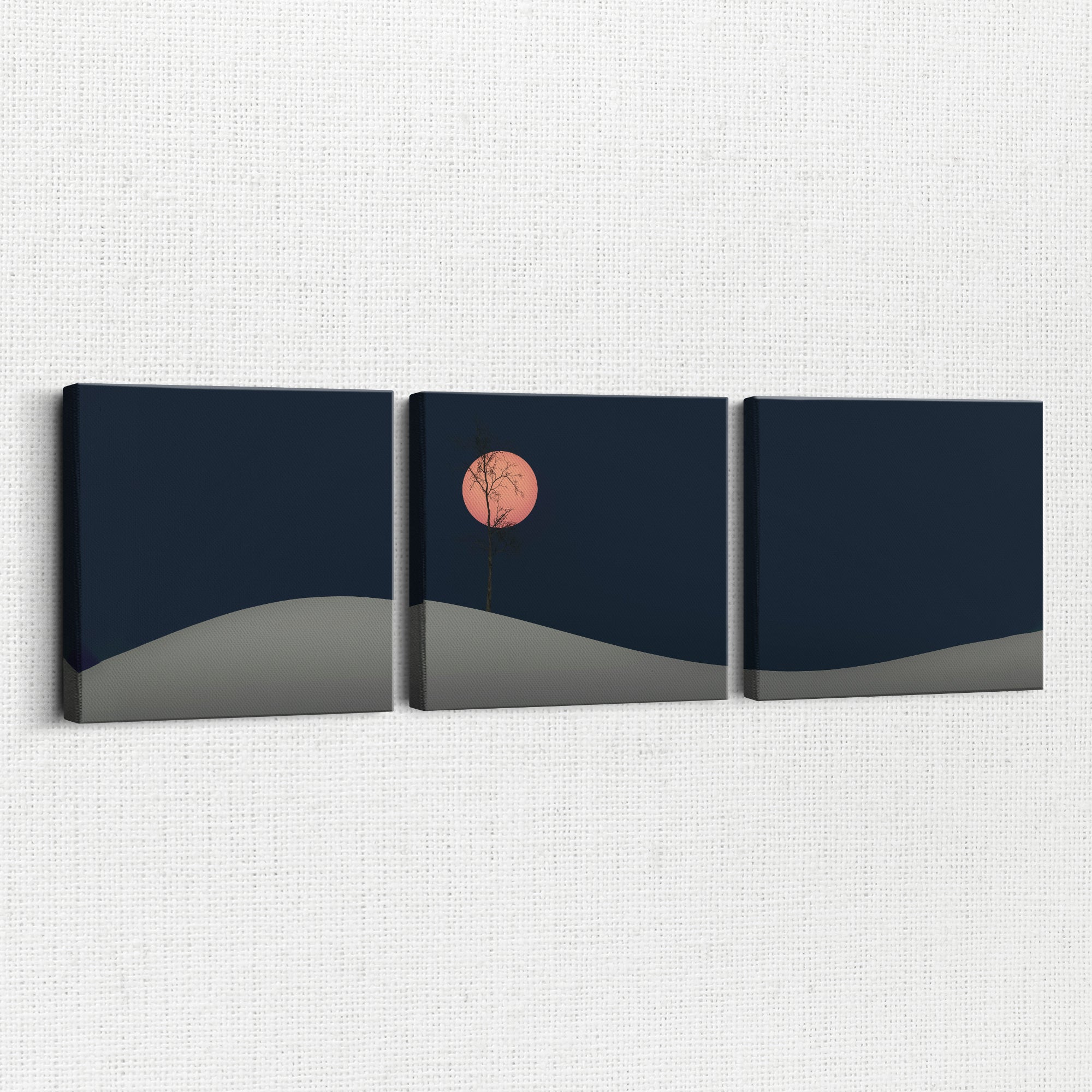 静寂の月光 – 余白と静けさで心をととのえる3連アート | ArtDeli