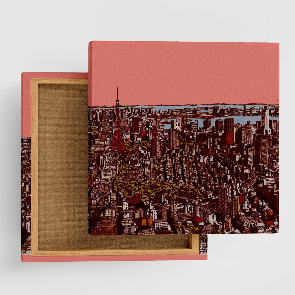 Fabric panel with a sketch of Tokyo at dusk Art Goods sbt-0002