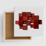 Perfect for the living room, typographic fabric panel interior art typ-0010