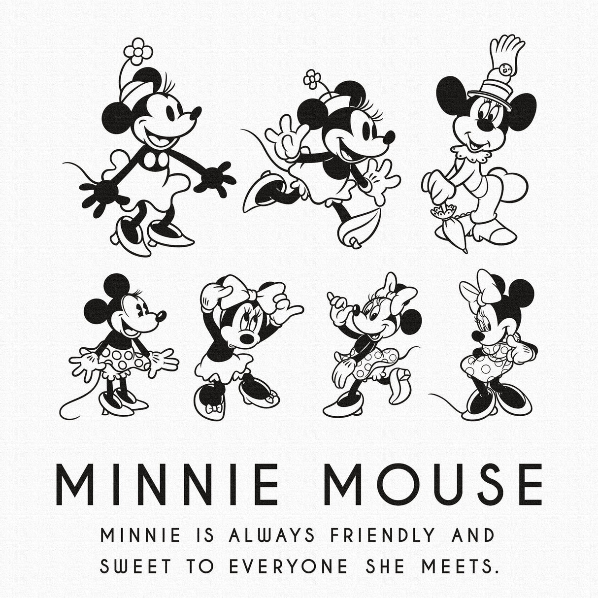 ミニーマウスのアートパネル インテリア 雑貨 アート モノクロ dsny-1710-02