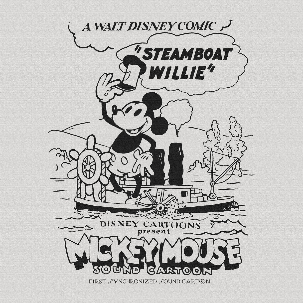 Mickey Mouse fabric board Interior goods Art panel Canvas Disney Steamboat Willie dsny-2303-06