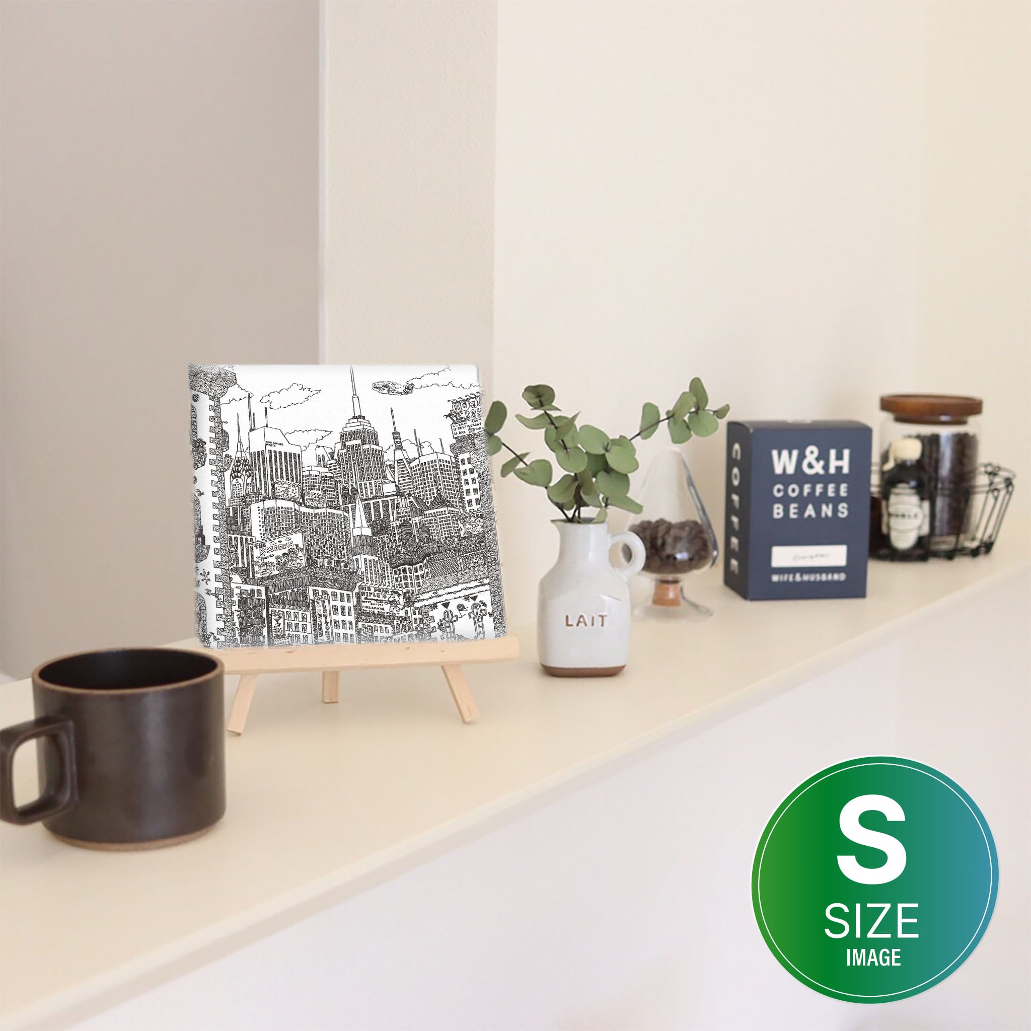 Fabric panel with streetscape illustrations Art goods mzk-0002