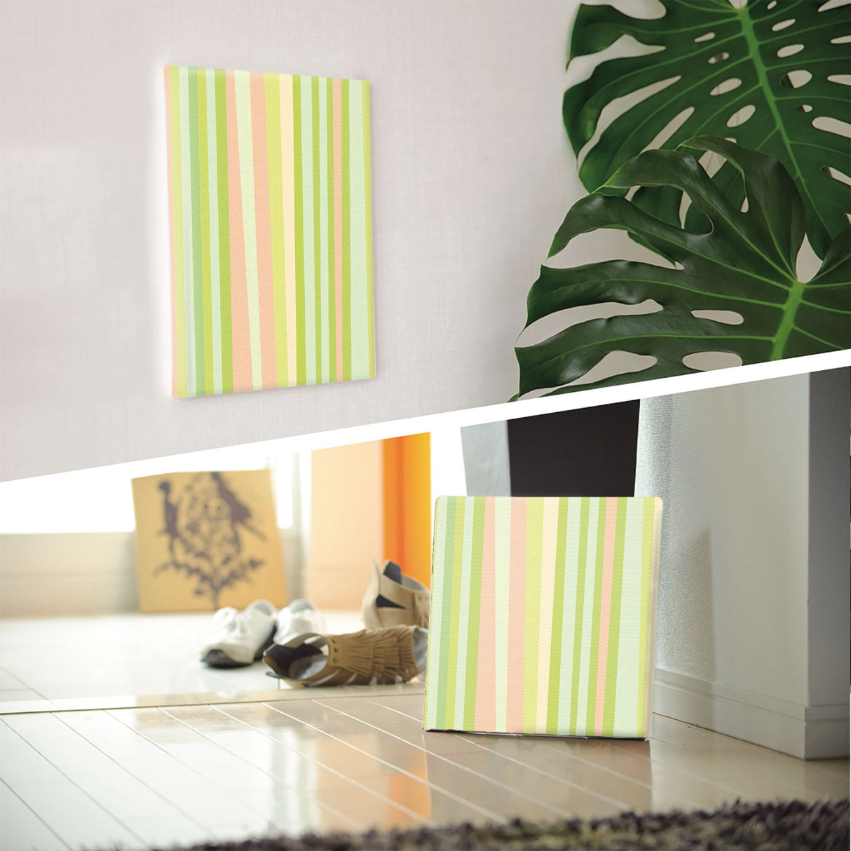 Striped artistic fabric panel photo wall hanging pat-0062