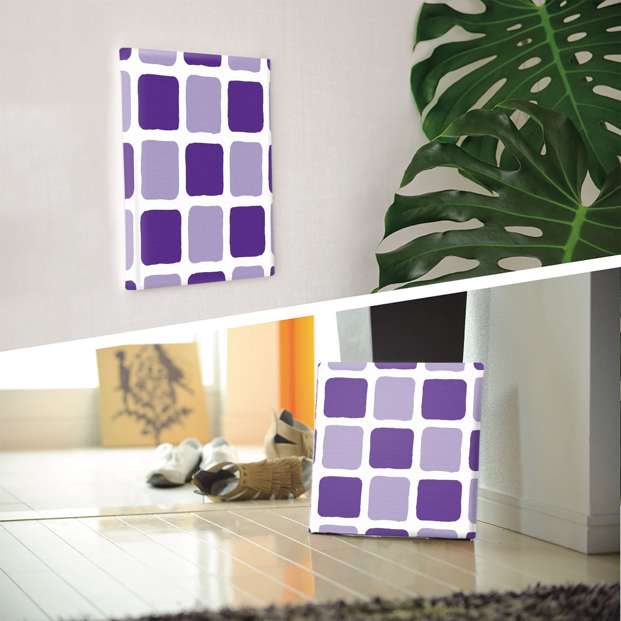 Purple tile motif interior accessories Living alone Interior pat-0120