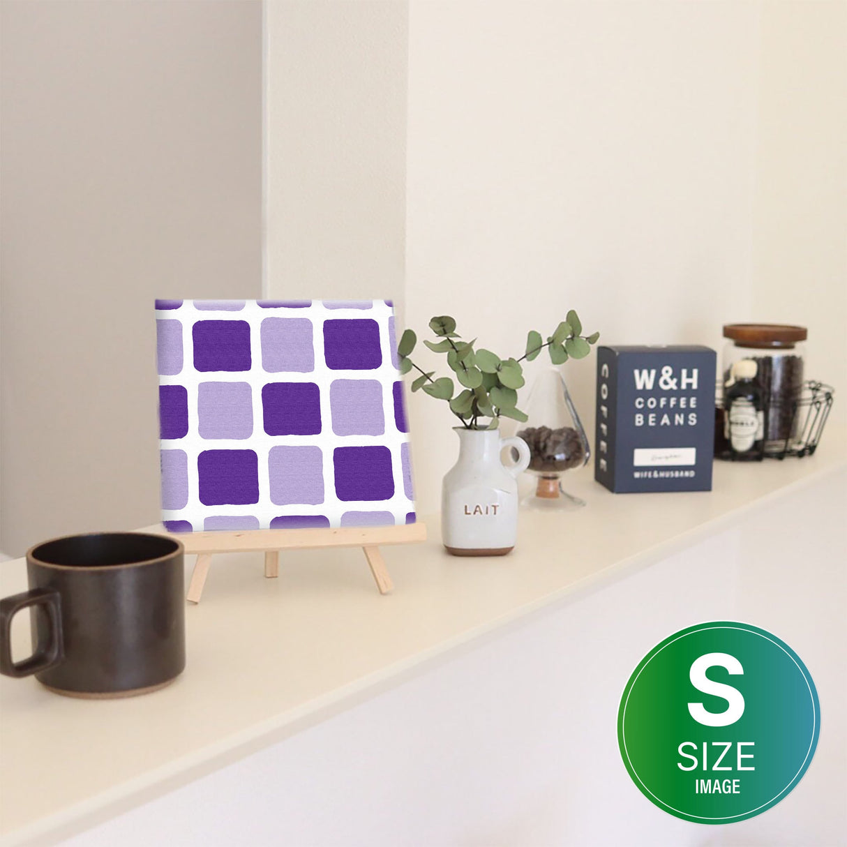 Purple tile motif interior accessories Living alone Interior pat-0120