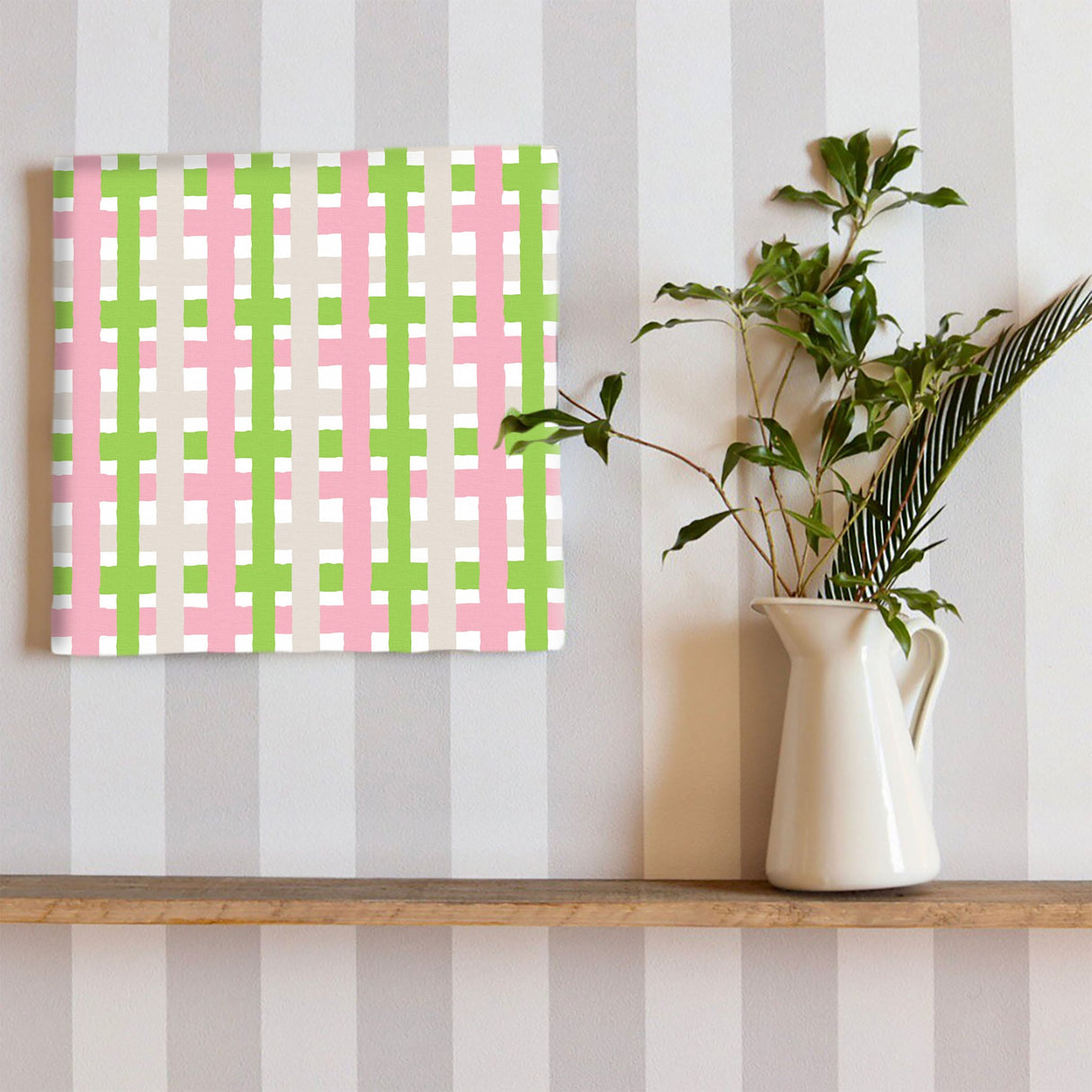 Checkered fabric panel wall art pat-0137, recommended for the living room