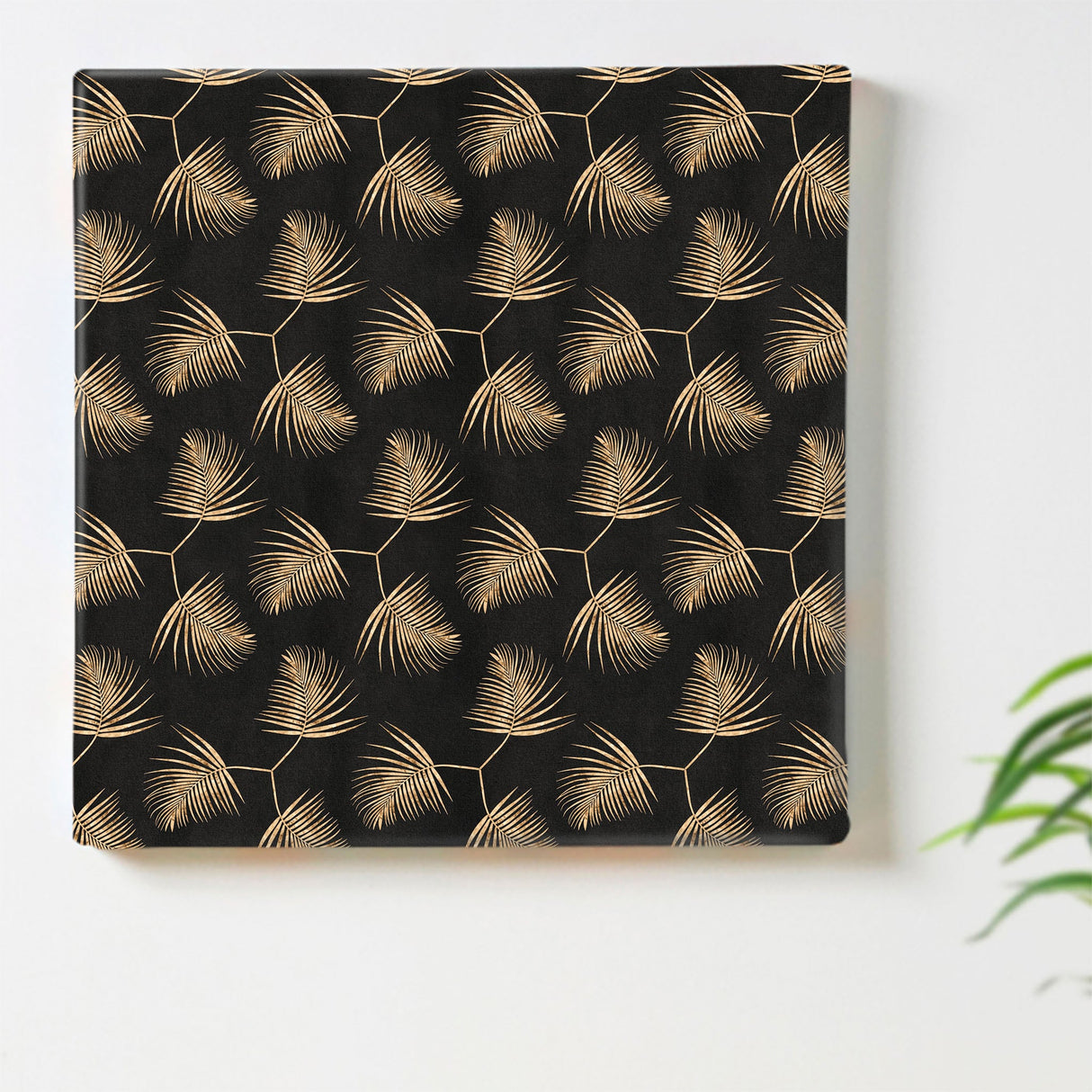 Botanical wall decor interior goods art panel canvas black plants patt-2003-05