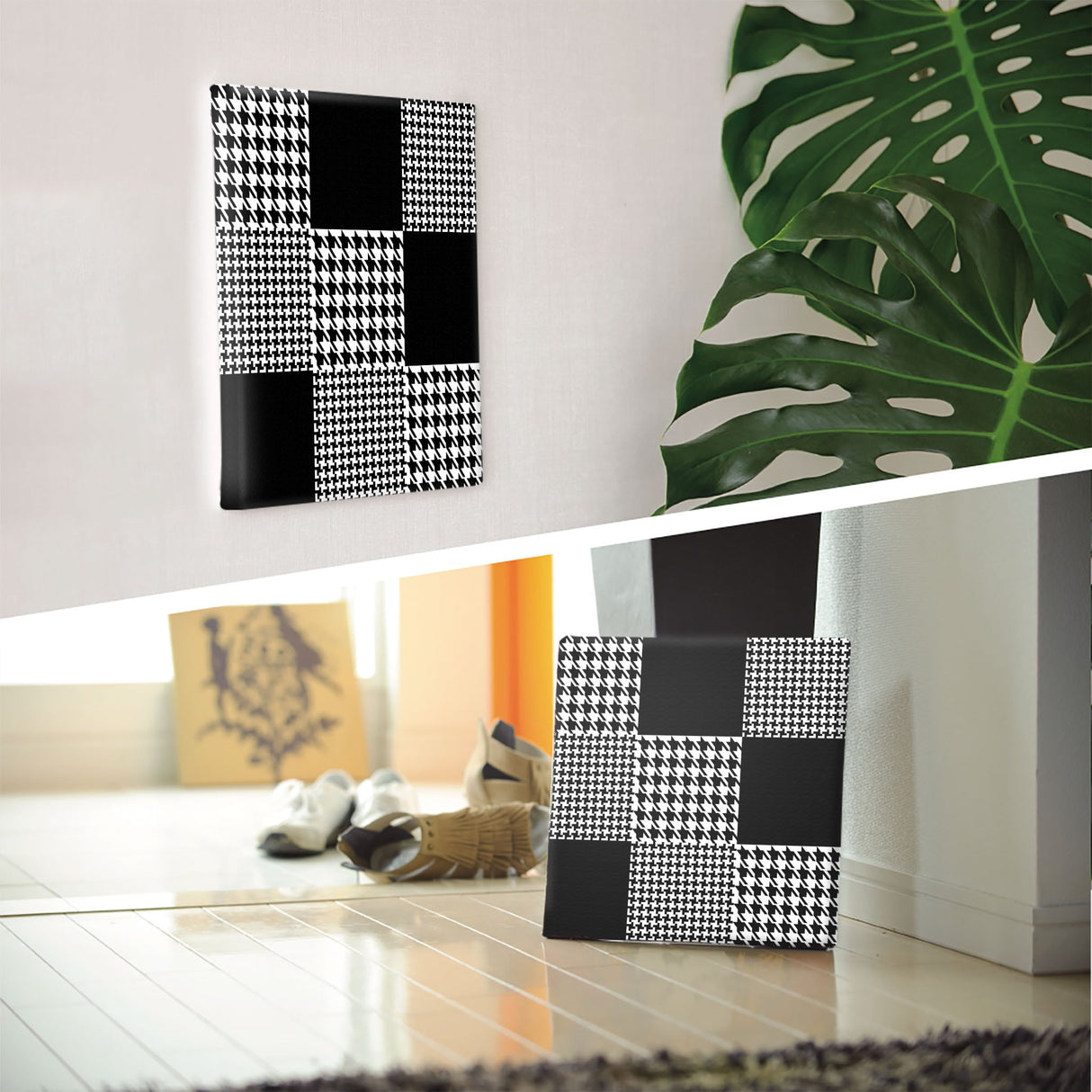 Houndstooth fabric panel Interior goods Art panel Canvas Geometric pattern patt-2112-002