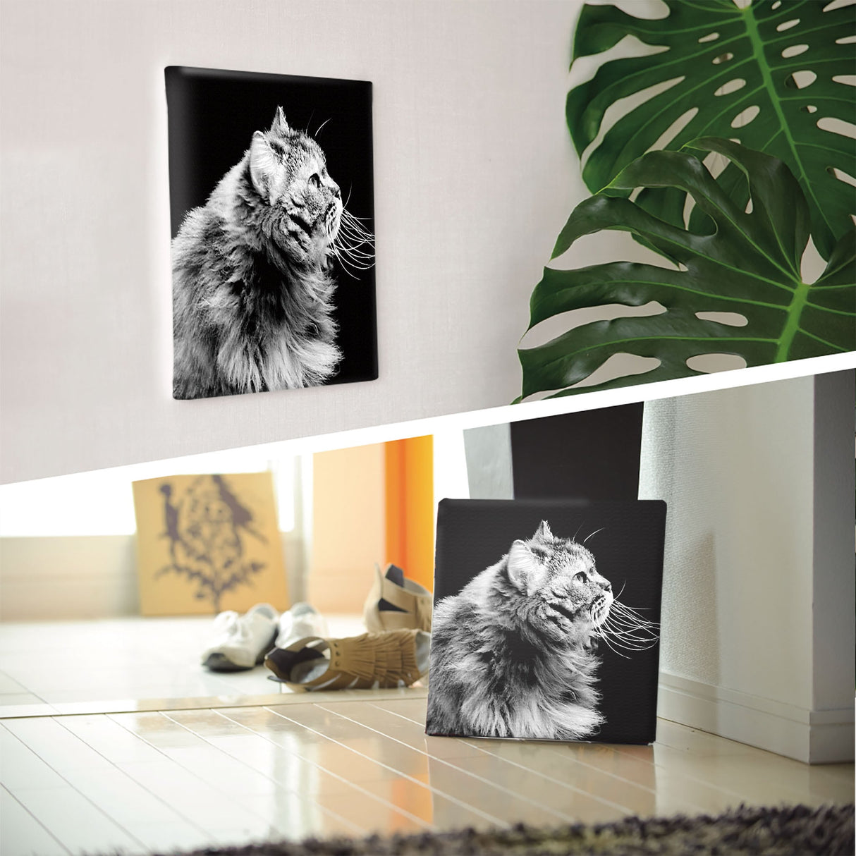 Fabric panel for wall decoration | Cat interior art pho-0055