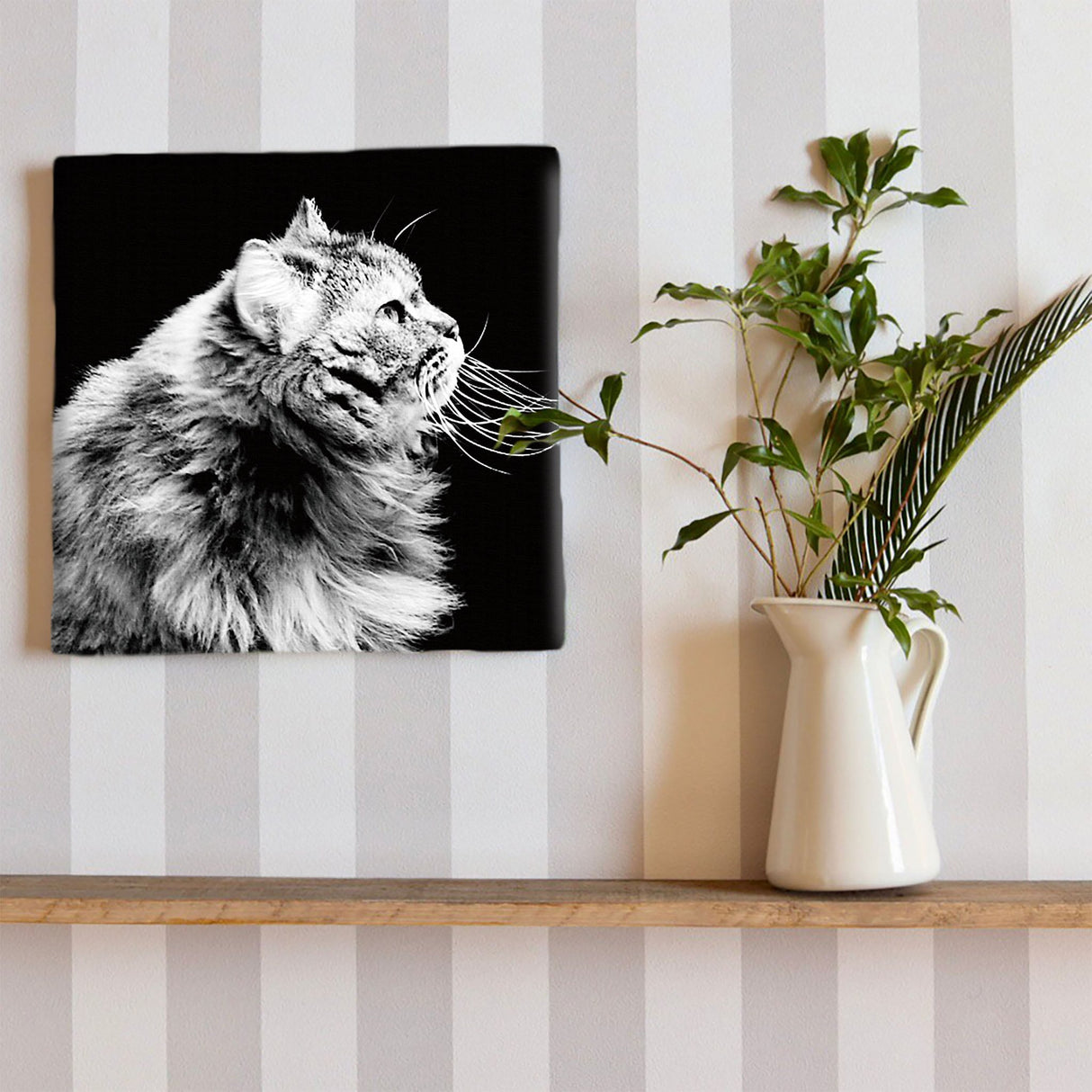 Fabric panel for wall decoration | Cat interior art pho-0055