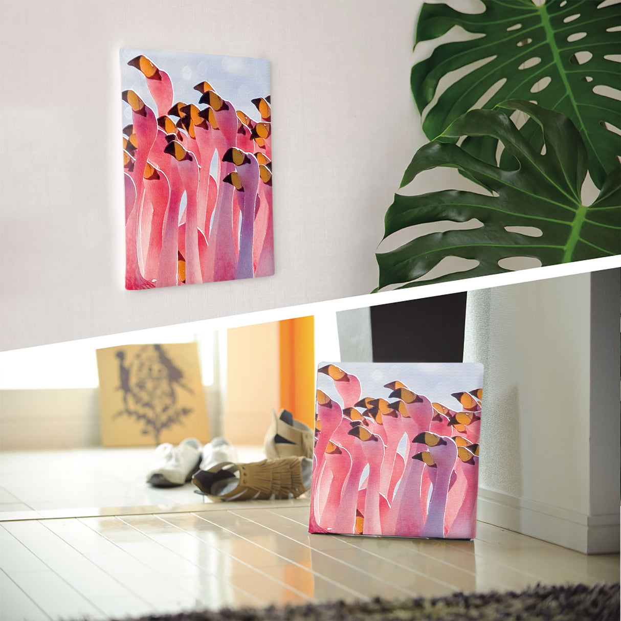 Flamingo-themed fabric panel for single-person living interior pho-0061