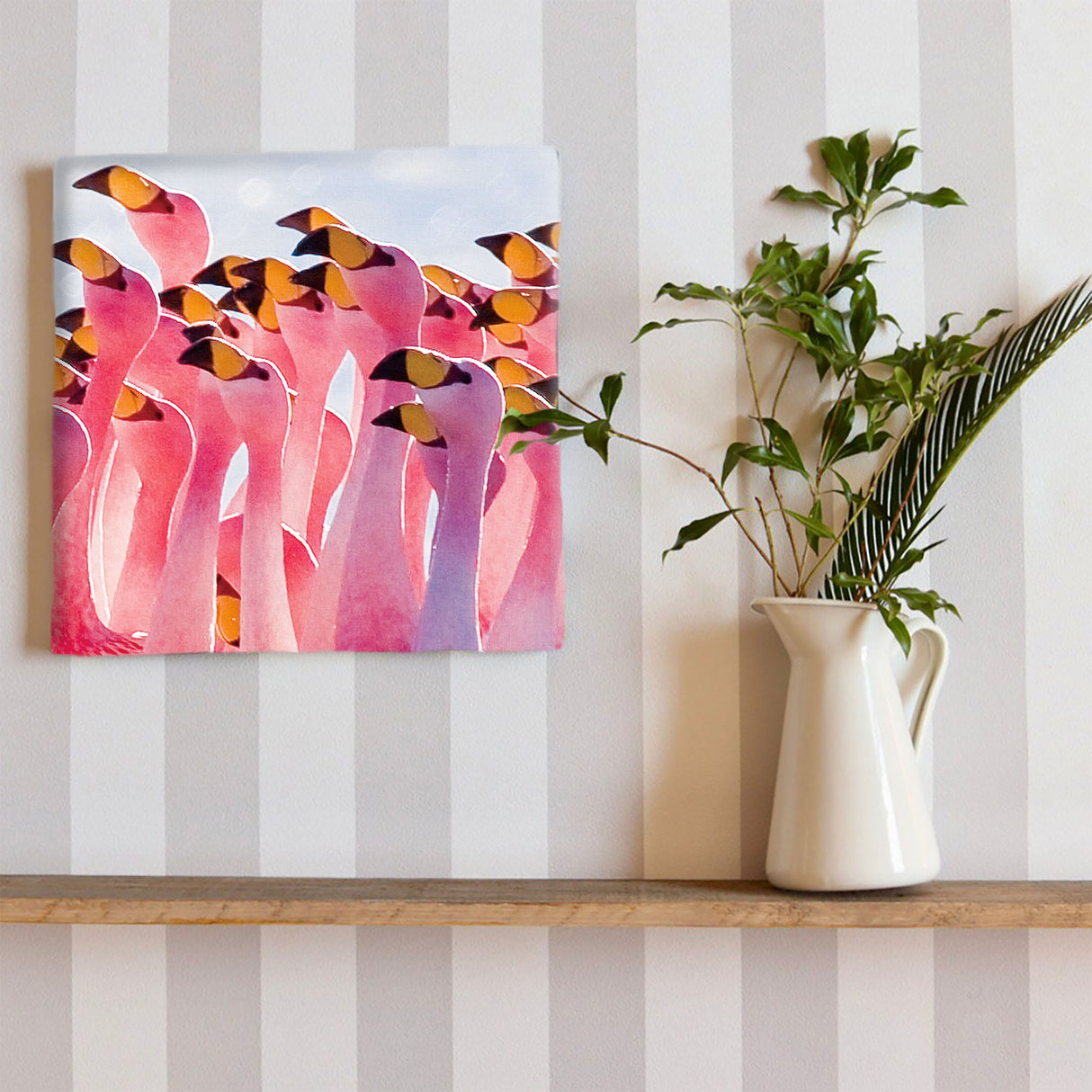 Flamingo-themed fabric panel for single-person living interior pho-0061