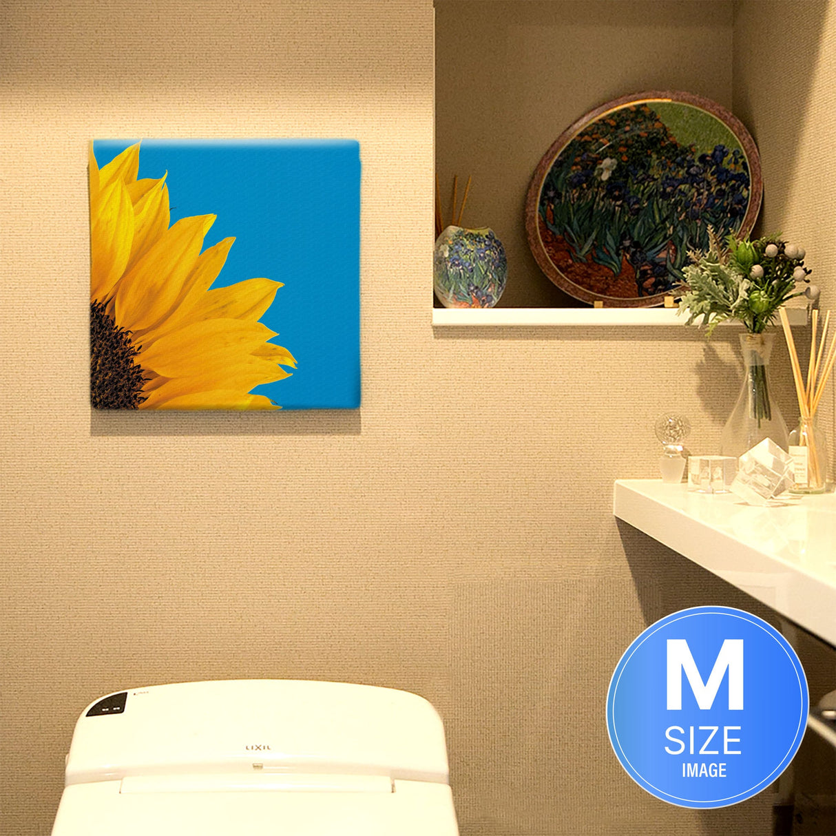 Flower Art Panel Interior Goods Art Panel Canvas Sunflower Blue poht-2205-07