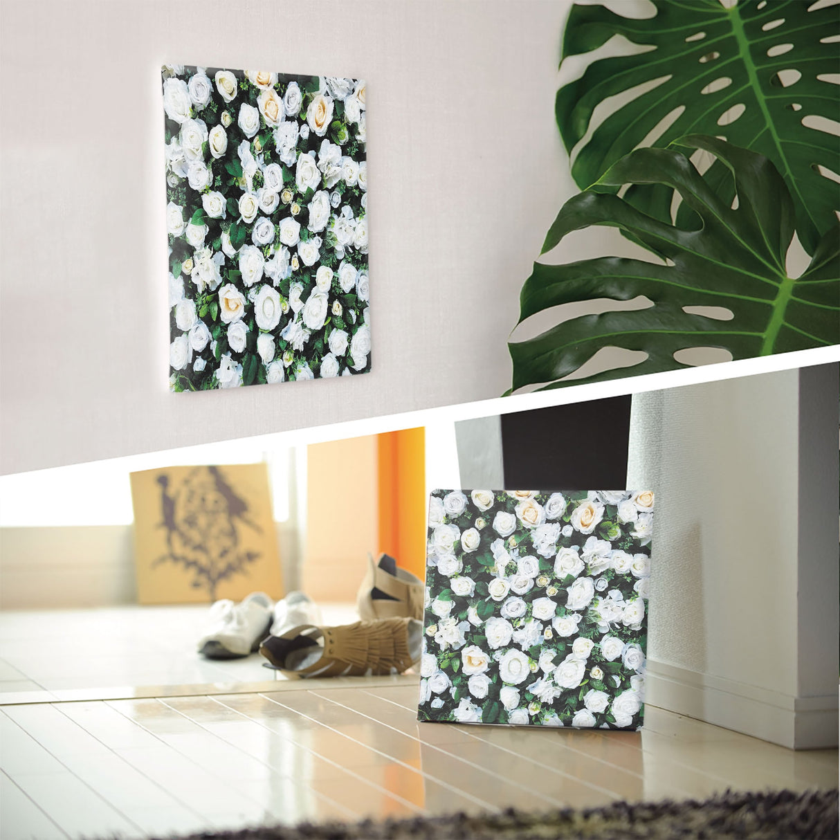 Flower Fabric Board Interior Goods Art Panel Canvas White poht-2205-10