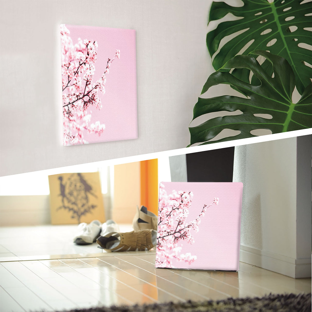 Floral fabric board Interior goods Art panel Canvas Pink Cherry blossom poht-2205-16