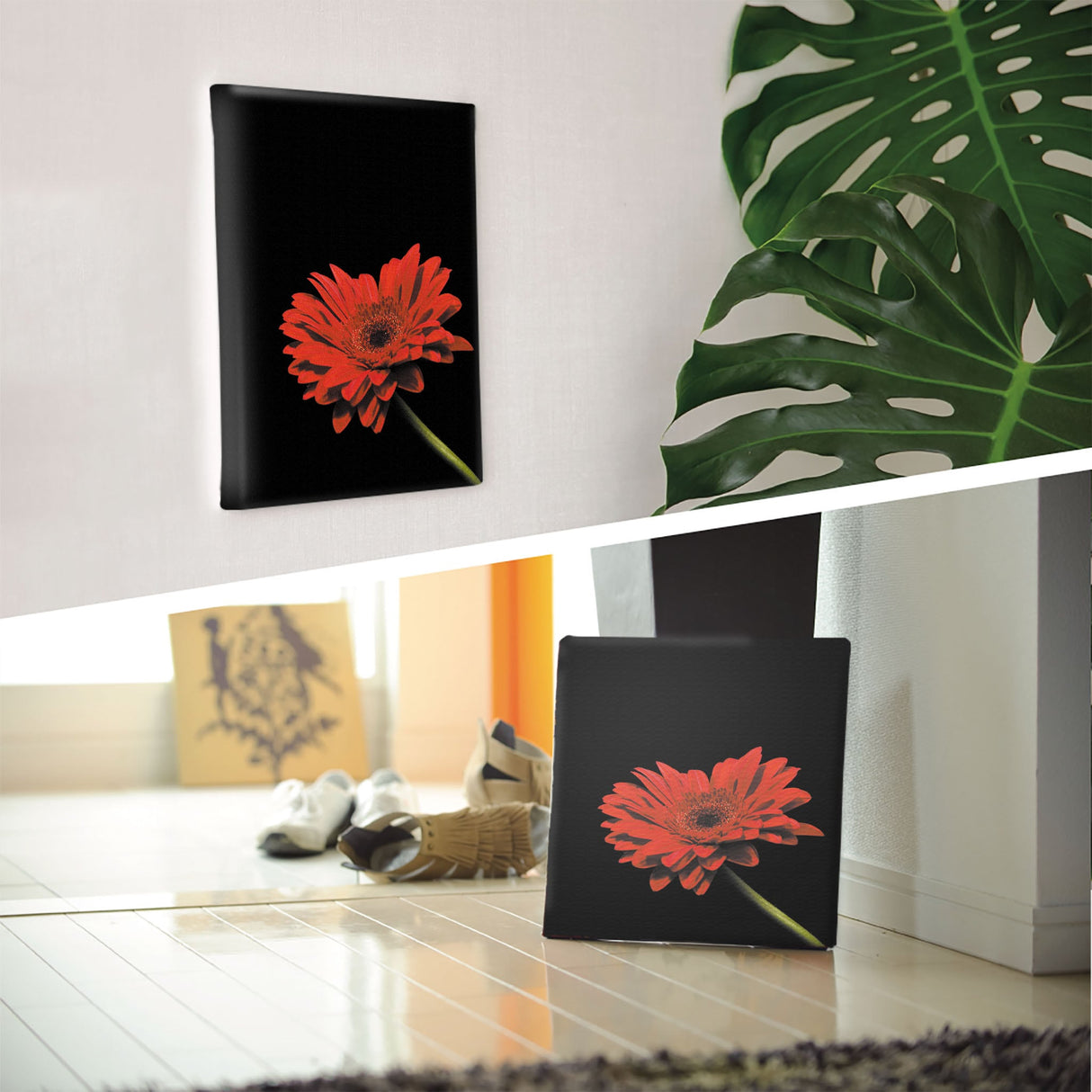 Flower Art Panel Interior Goods Art Panel Canvas Black poht-2205-17