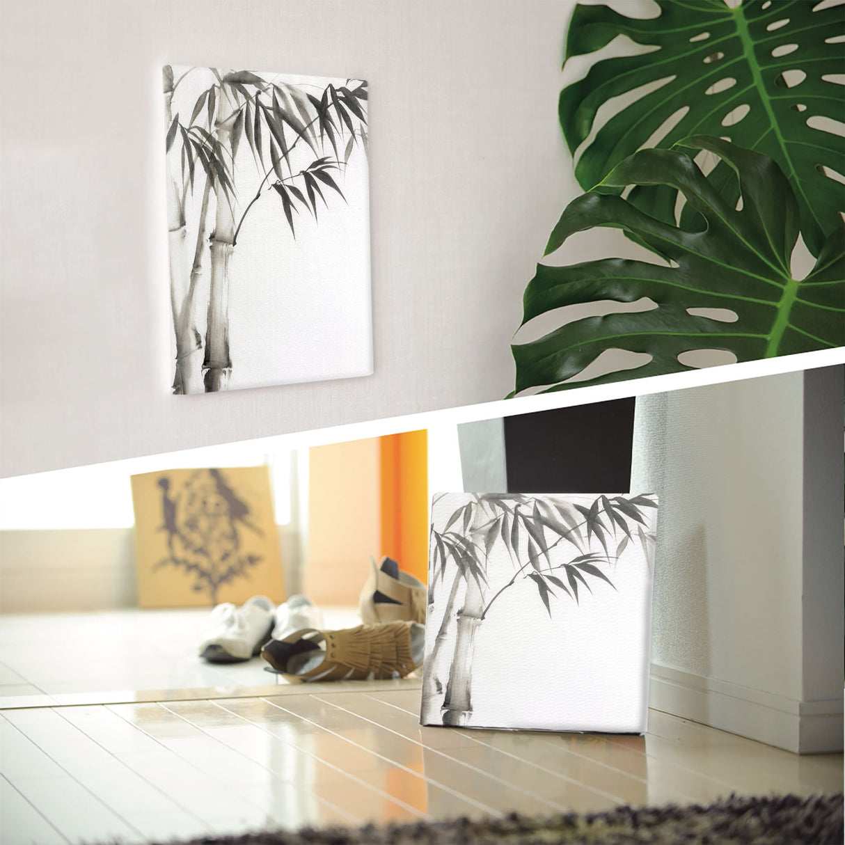 Bamboo ink painting fabric board wall hanging art pop-0034